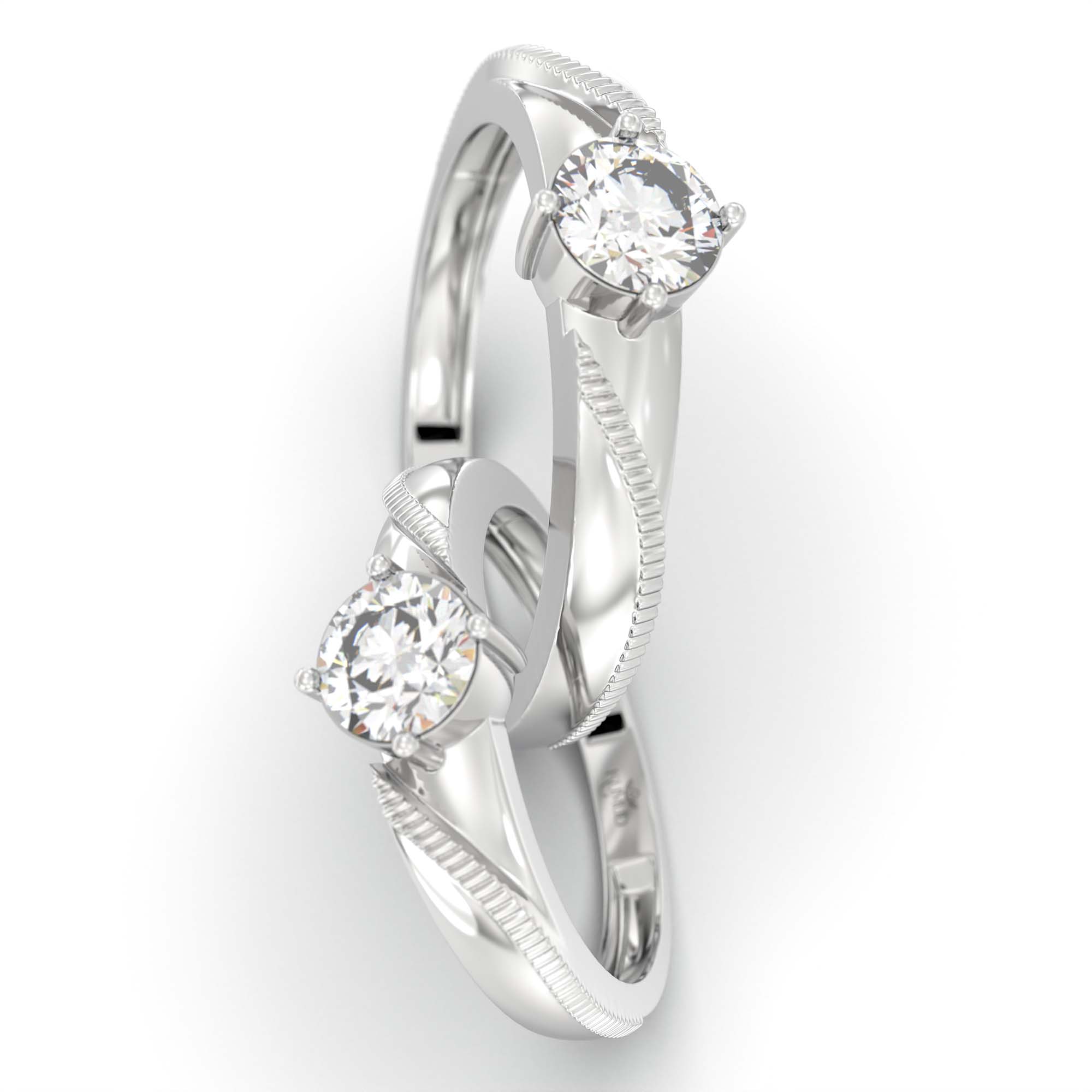 Lab-Grown Diamond Couple Rings (Pair) in 18K White Gold – 1.08 Ct Total, 3 g (Design K2-5) thumbnail
