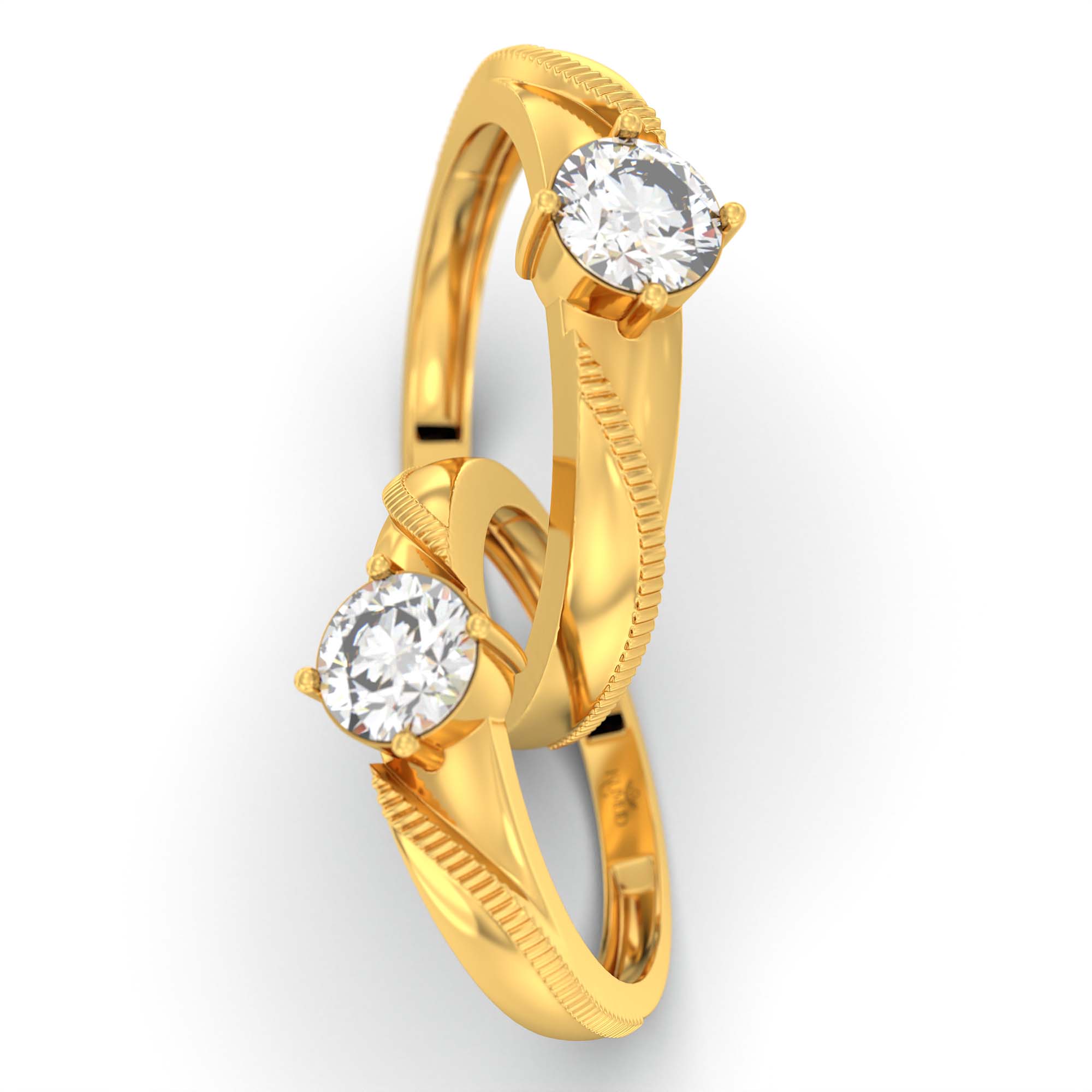 Lab-Grown Diamond Couple Rings (Pair) in 22K Yellow Gold – 1.08 Ct Total, 3 g (Design K2-5) thumbnail