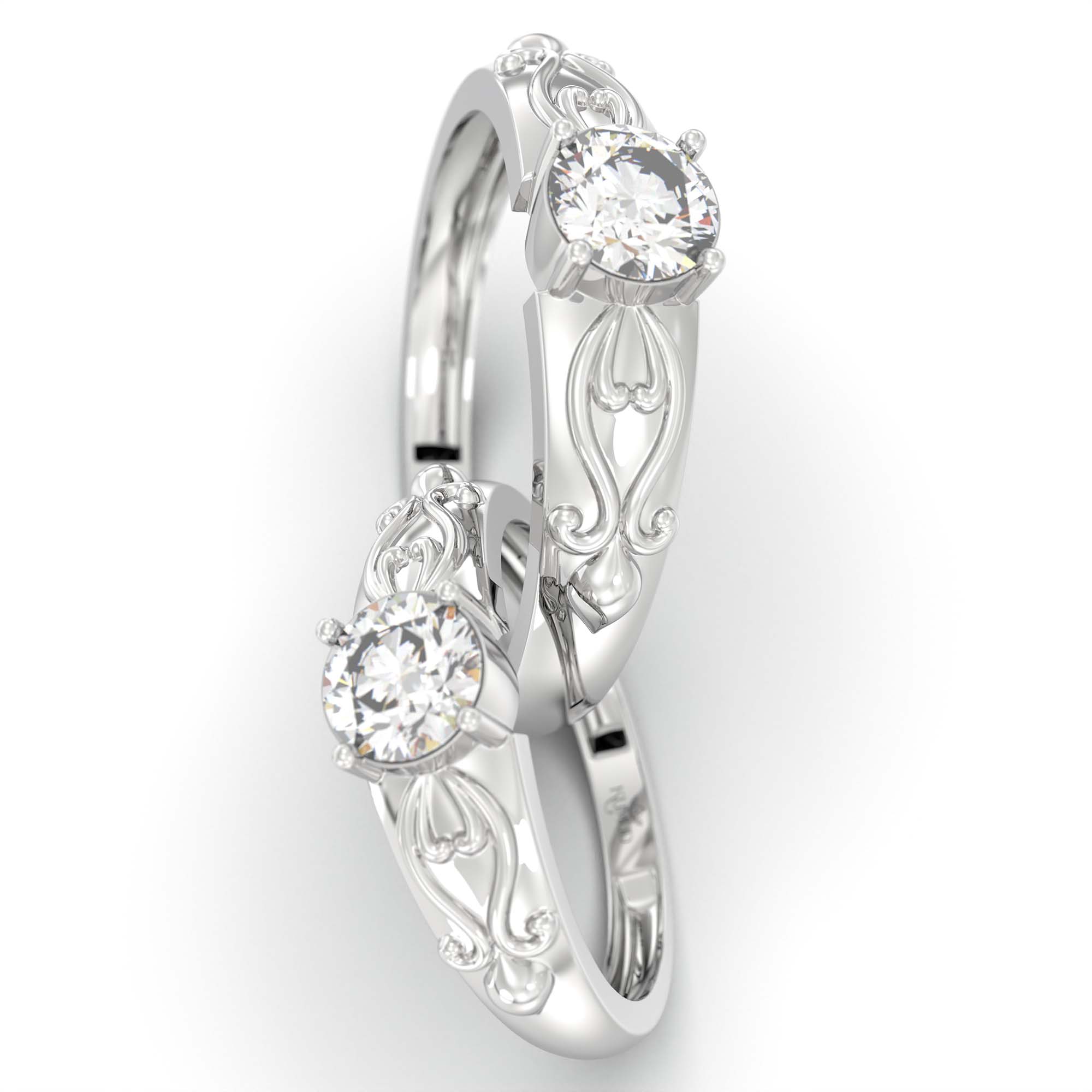 Lab-Grown Diamond Couple Rings (Pair) in 18K White Gold – 1.08 Ct Total, 3 g (Design K2-6) thumbnail