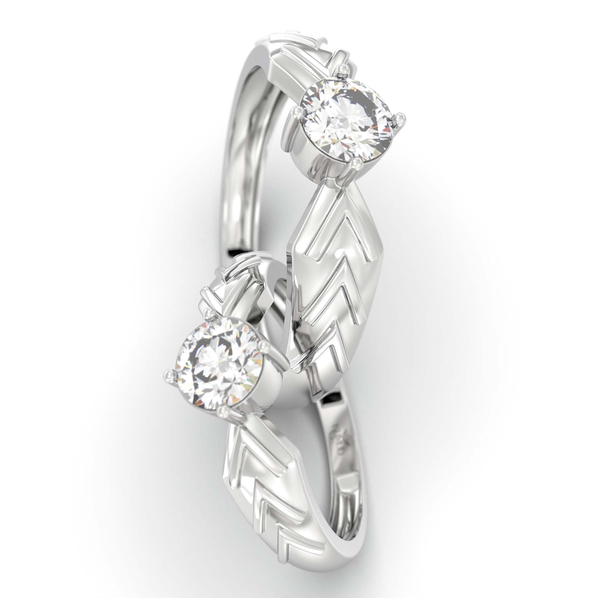 Lab-Grown Diamond Couple Rings (Pair) in 18K White Gold – 1.08 Ct Total, 3 g (Design K2-7) thumbnail