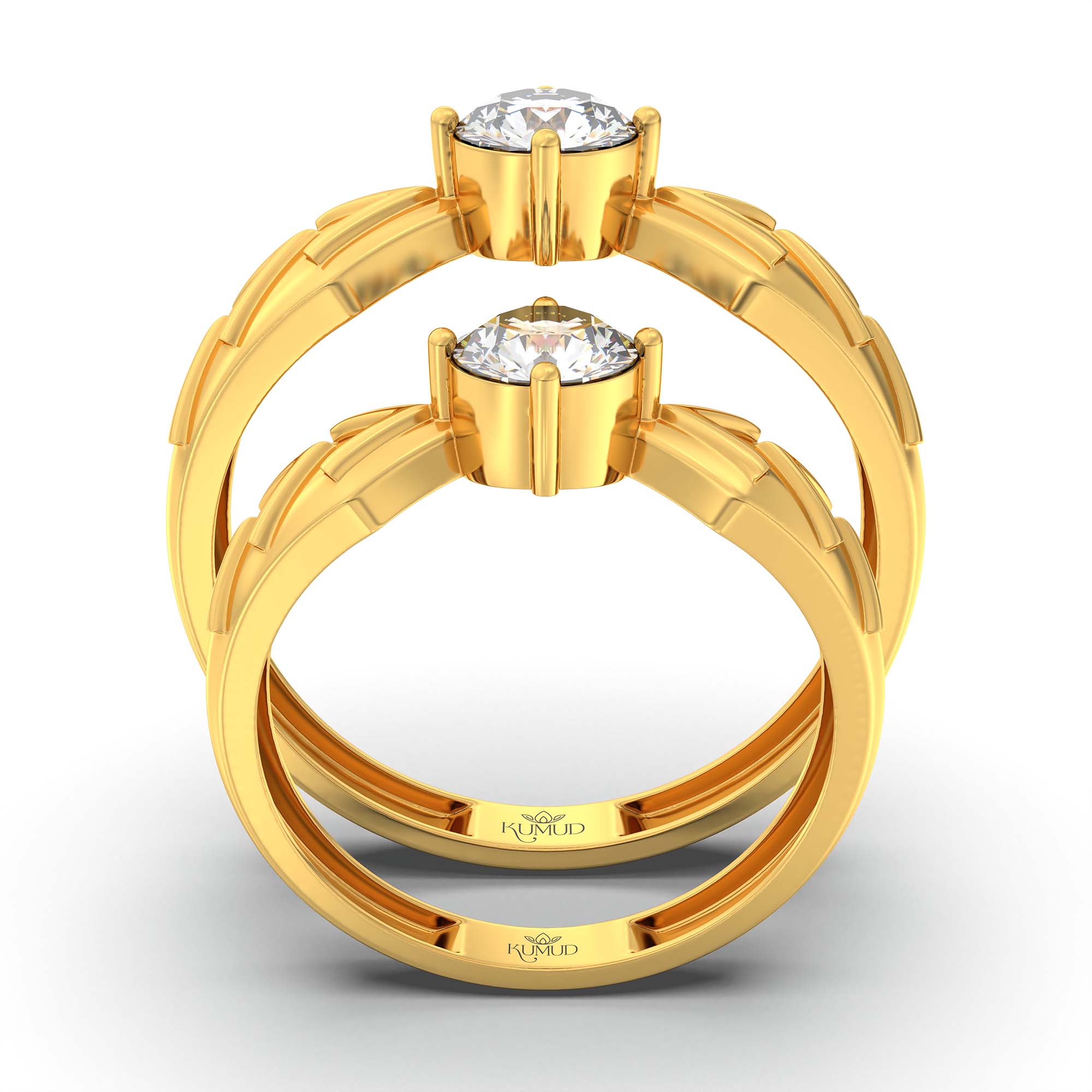 Lab-Grown Diamond Couple Rings (Pair) in 22K Yellow Gold – 1.08 Ct Total, 3 g (Design K2-7) thumbnail