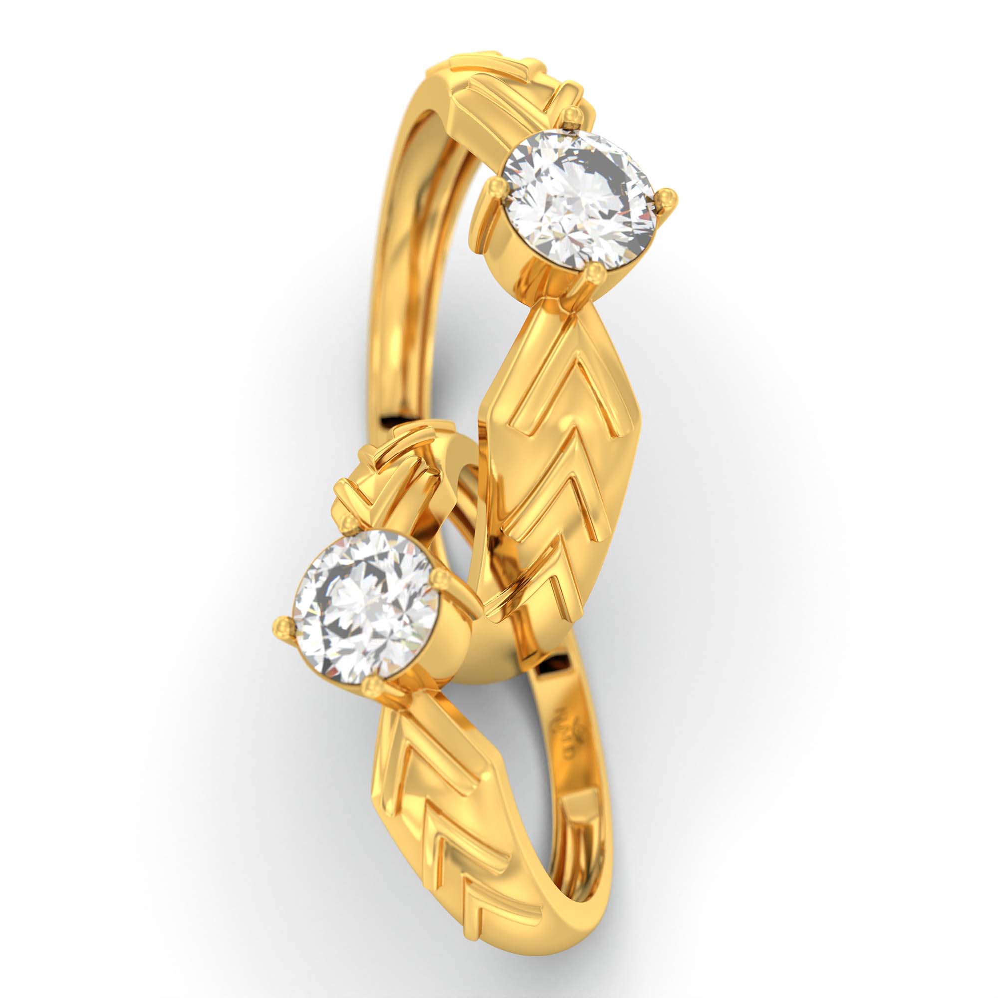 Lab-Grown Diamond Couple Rings (Pair) in 22K Yellow Gold – 1.08 Ct Total, 3 g (Design K2-7) thumbnail