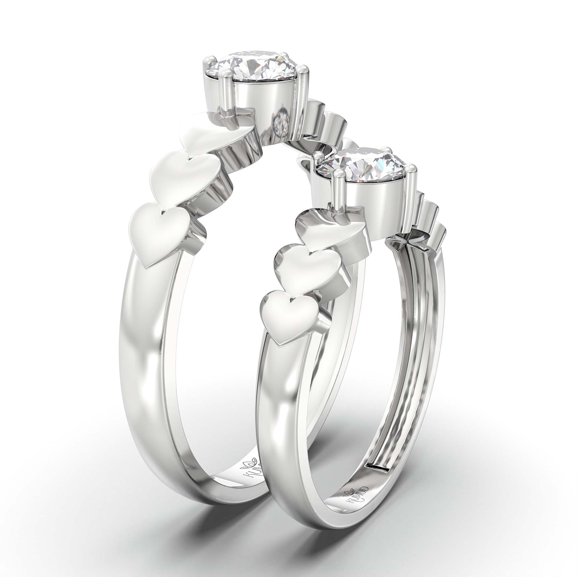 Lab-Grown Diamond Couple Rings (Pair) in 18K White Gold – 1.08 Ct Total, 3 g (Design K2-8) thumbnail