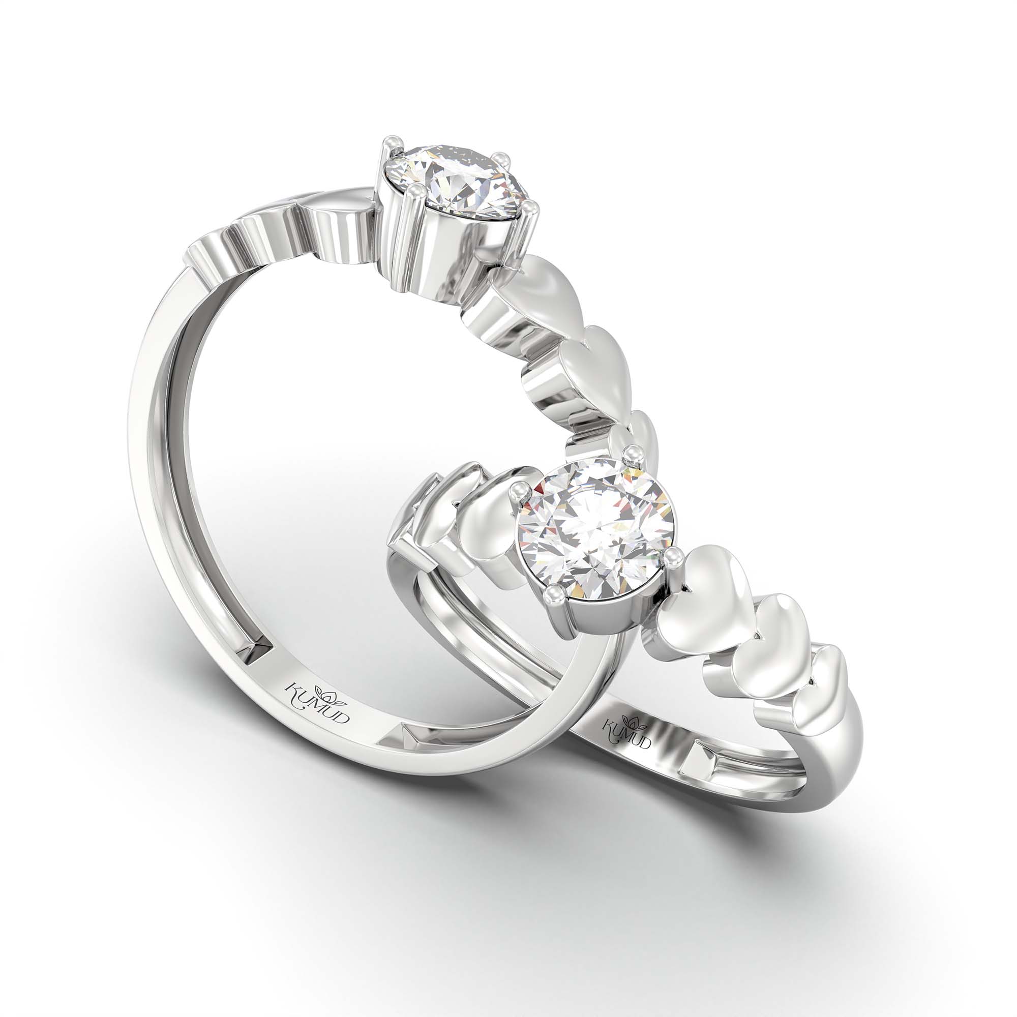 Lab-Grown Diamond Couple Rings (Pair) in 18K White Gold – 1.08 Ct Total, 3 g (Design K2-8) thumbnail