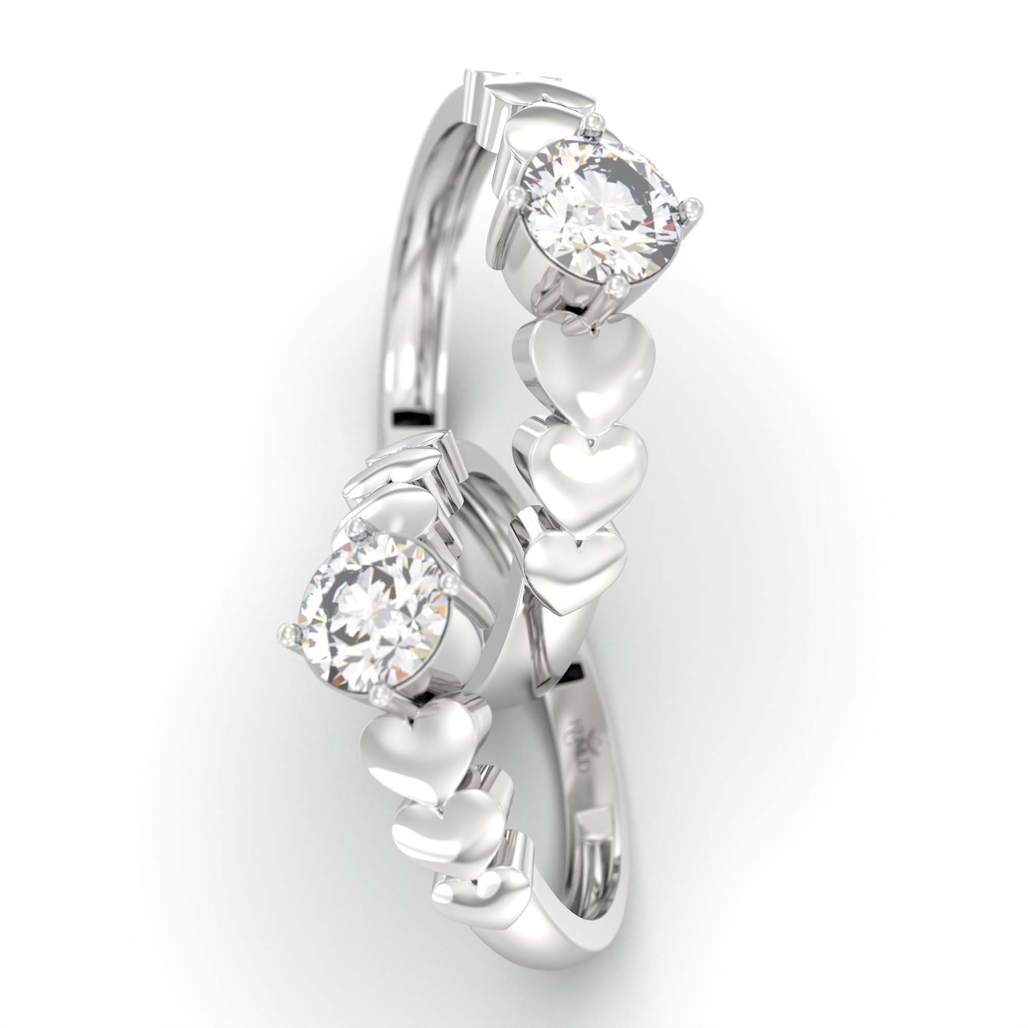 Lab-Grown Diamond Couple Rings (Pair) in 18K White Gold – 1.08 Ct Total, 3 g (Design K2-8) thumbnail