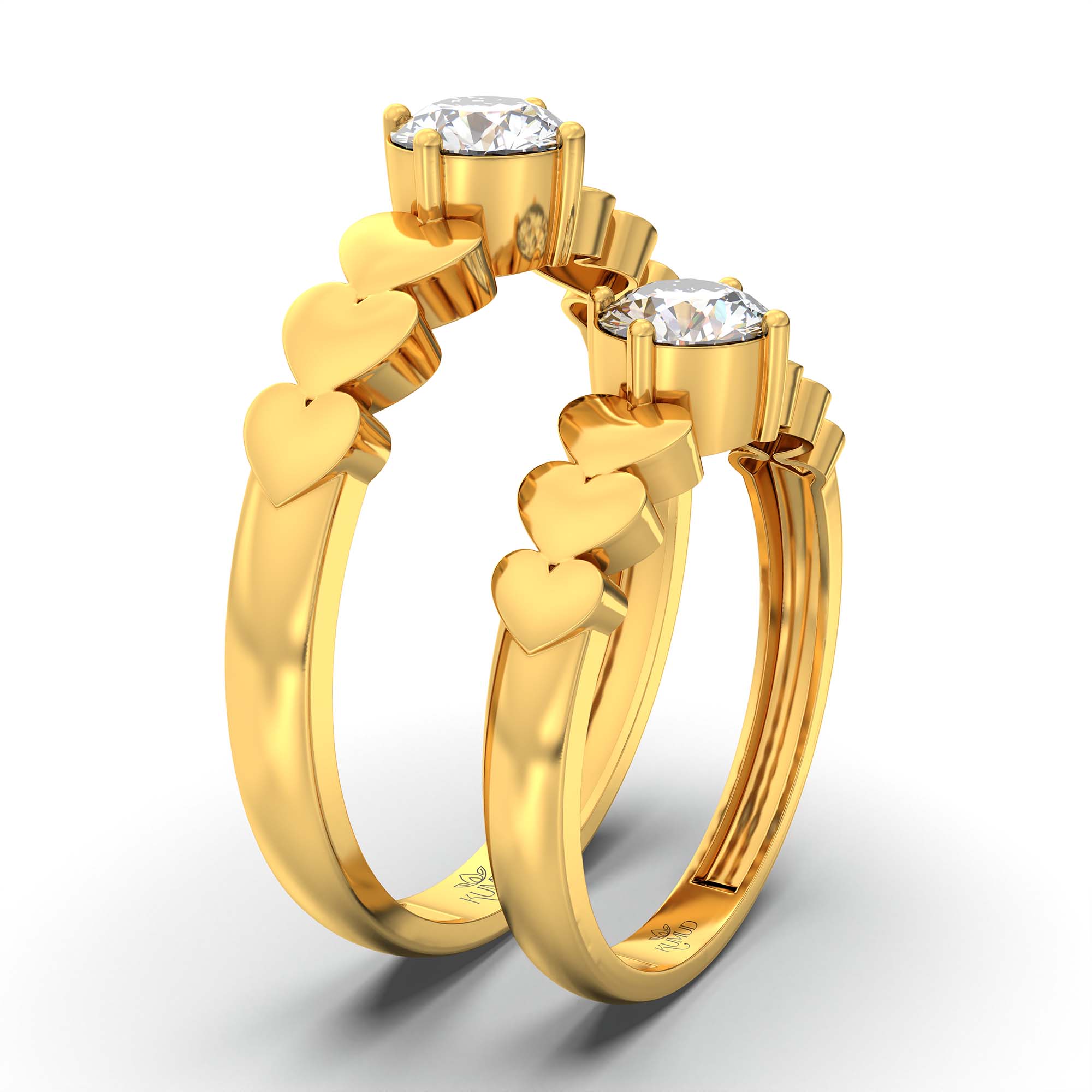 Lab-Grown Diamond Couple Rings (Pair) in 22K Yellow Gold – 1.08 Ct Total, 3 g (Design K2-8) thumbnail