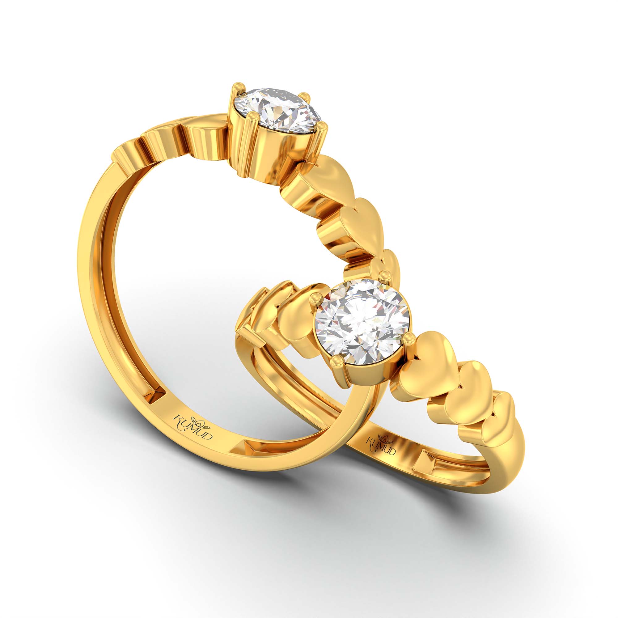 Lab-Grown Diamond Couple Rings (Pair) in 22K Yellow Gold – 1.08 Ct Total, 3 g (Design K2-8) thumbnail