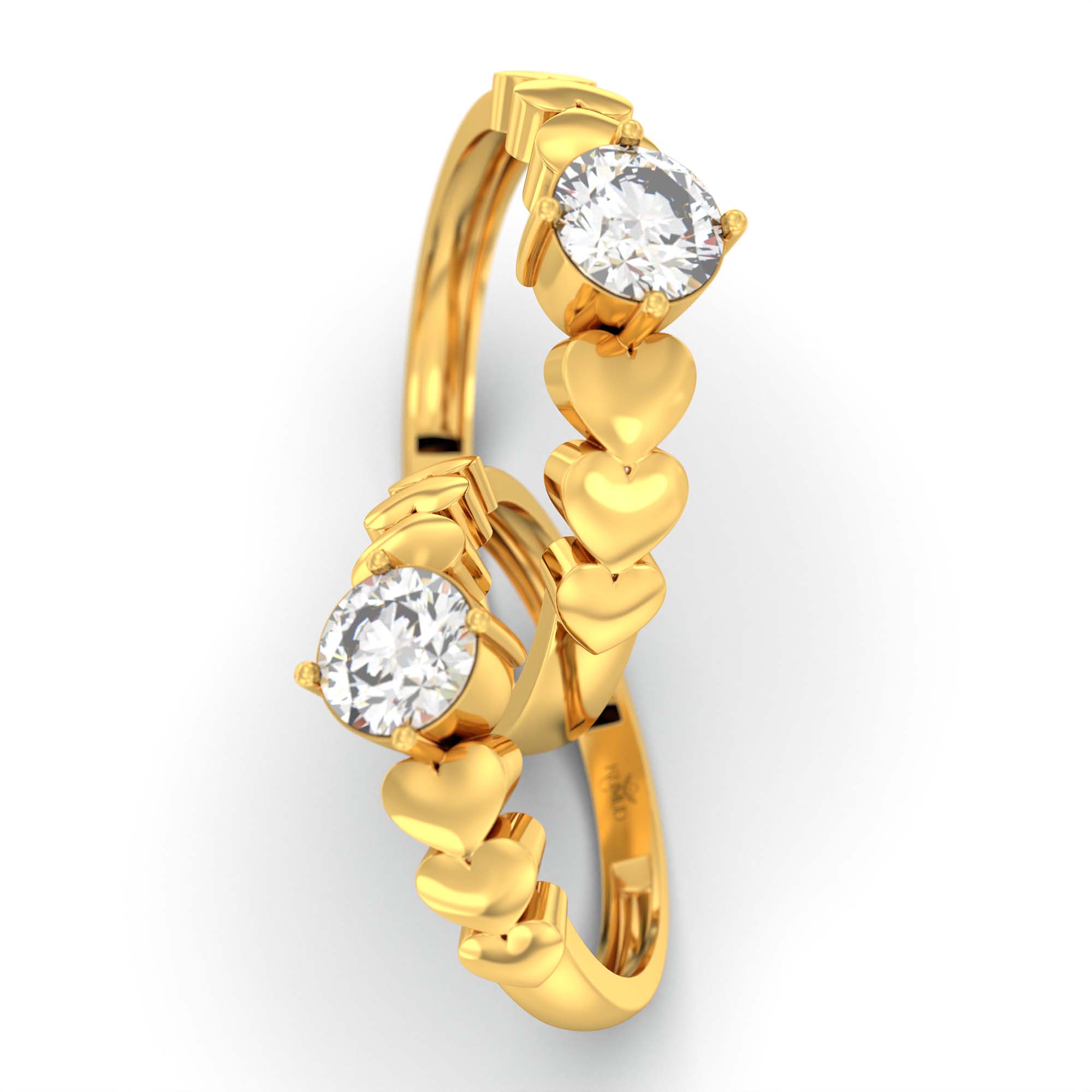 Lab-Grown Diamond Couple Rings (Pair) in 22K Yellow Gold – 1.08 Ct Total, 3 g (Design K2-8) thumbnail