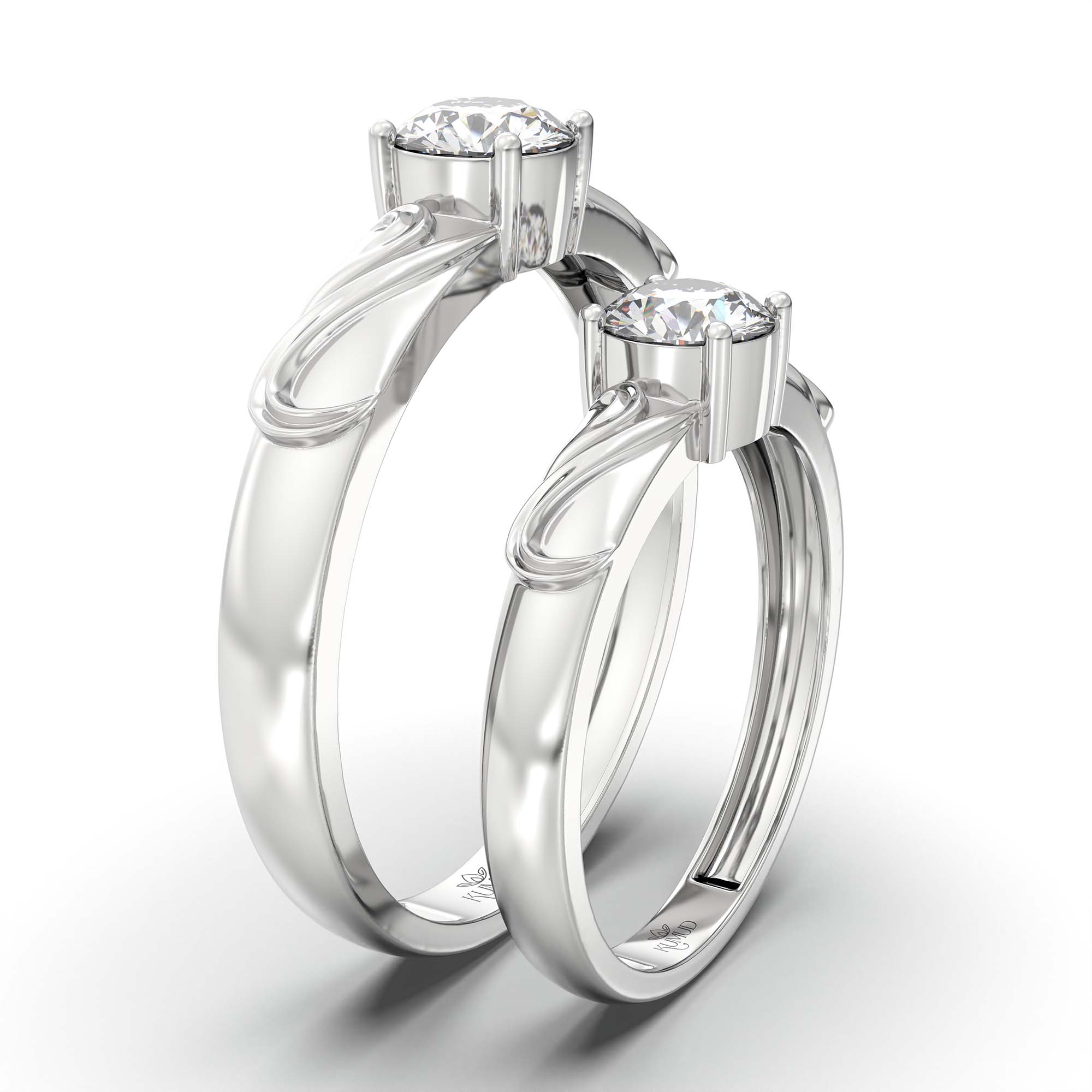 Lab-Grown Diamond Couple Rings (Pair) in 18K White Gold – 1.08 Ct Total, 3 g (Design K2-9) thumbnail