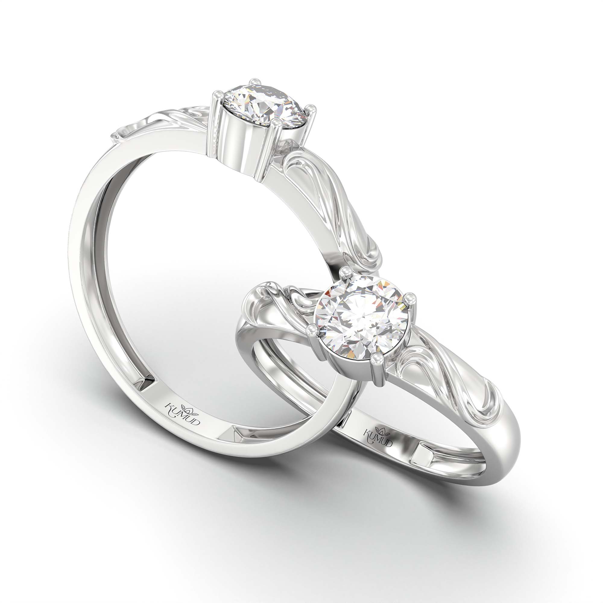 Lab-Grown Diamond Couple Rings (Pair) in 18K White Gold – 1.08 Ct Total, 3 g (Design K2-9) thumbnail