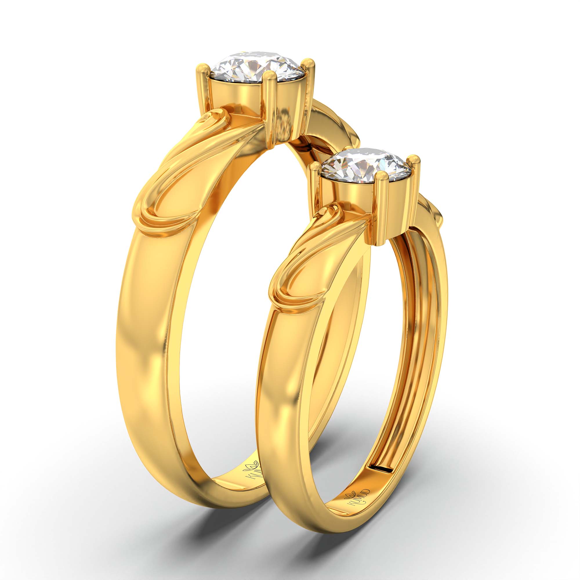 Lab-Grown Diamond Couple Rings (Pair) in 22K Yellow Gold – 1.08 Ct Total, 3 g (Design K2-9) thumbnail
