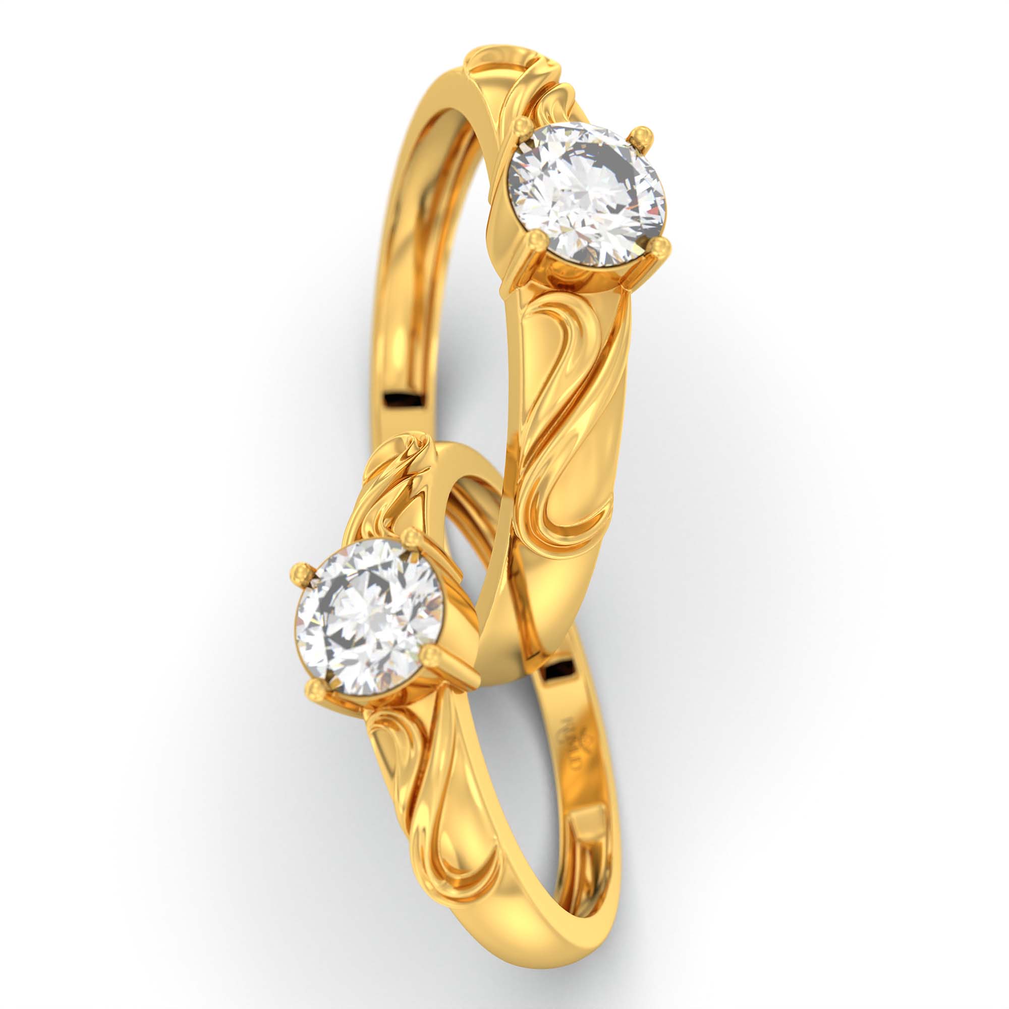 Lab-Grown Diamond Couple Rings (Pair) in 22K Yellow Gold – 1.08 Ct Total, 3 g (Design K2-9) thumbnail