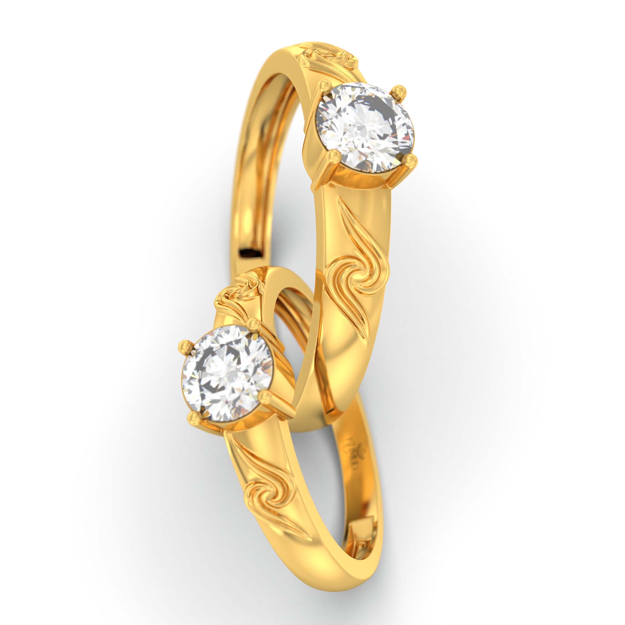 Lab-Grown Diamond Couple Rings (Pair) in 22K Yellow Gold – 1.08 Ct Total, 3 g (Design K2-11) thumbnail