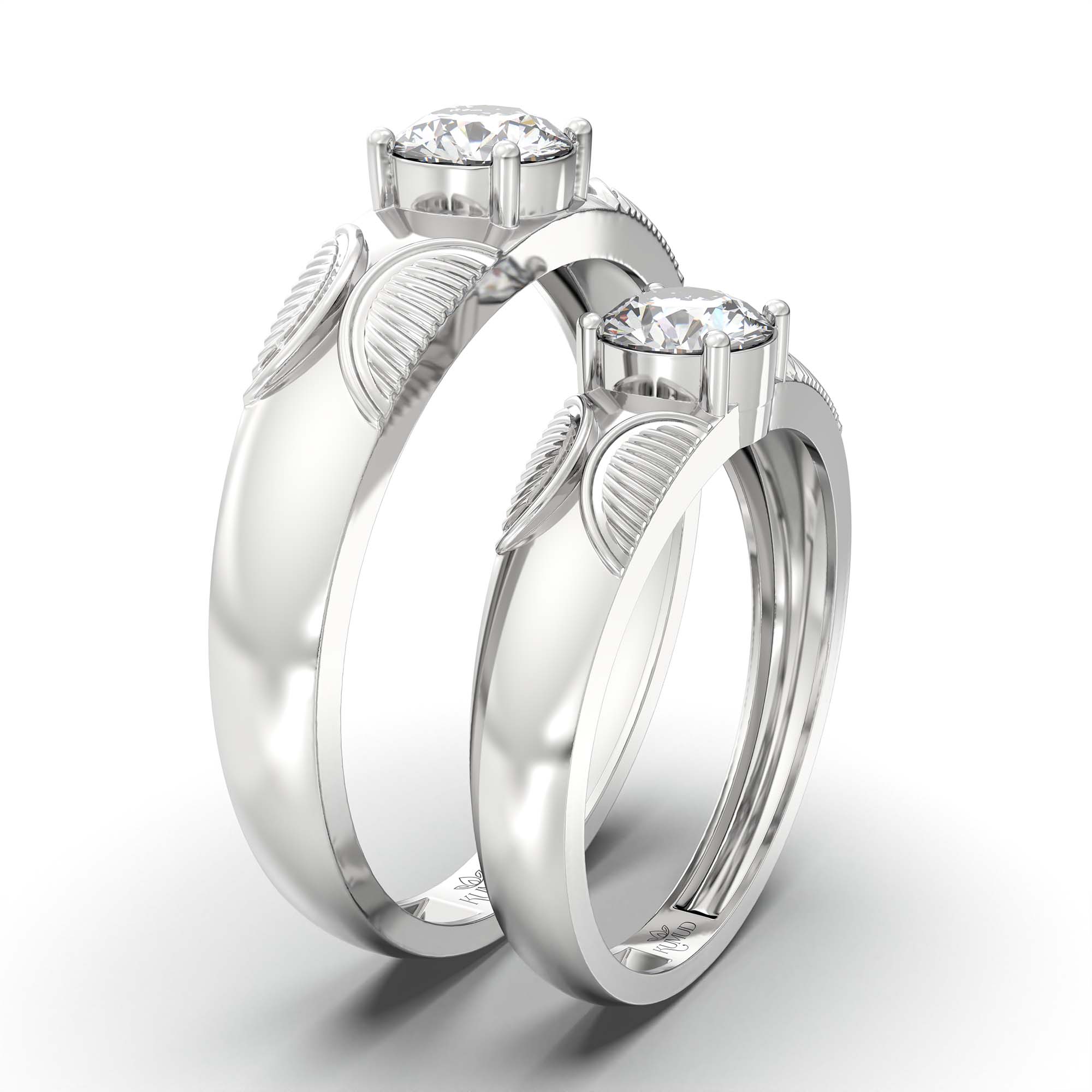 Lab-Grown Diamond Couple Rings (Pair) in 18K White Gold – 1.08 Ct Total, 3 g (Design K2-13) thumbnail