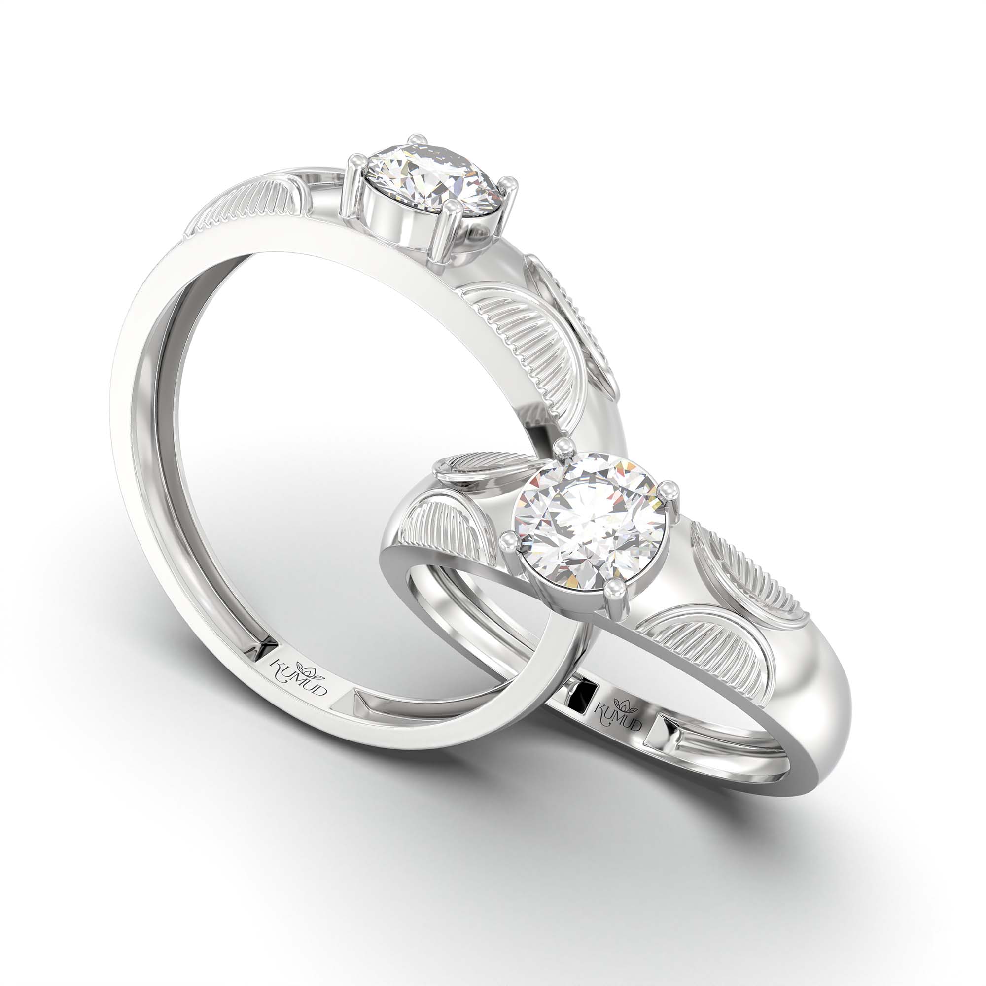 Lab-Grown Diamond Couple Rings (Pair) in 18K White Gold – 1.08 Ct Total, 3 g (Design K2-13) thumbnail