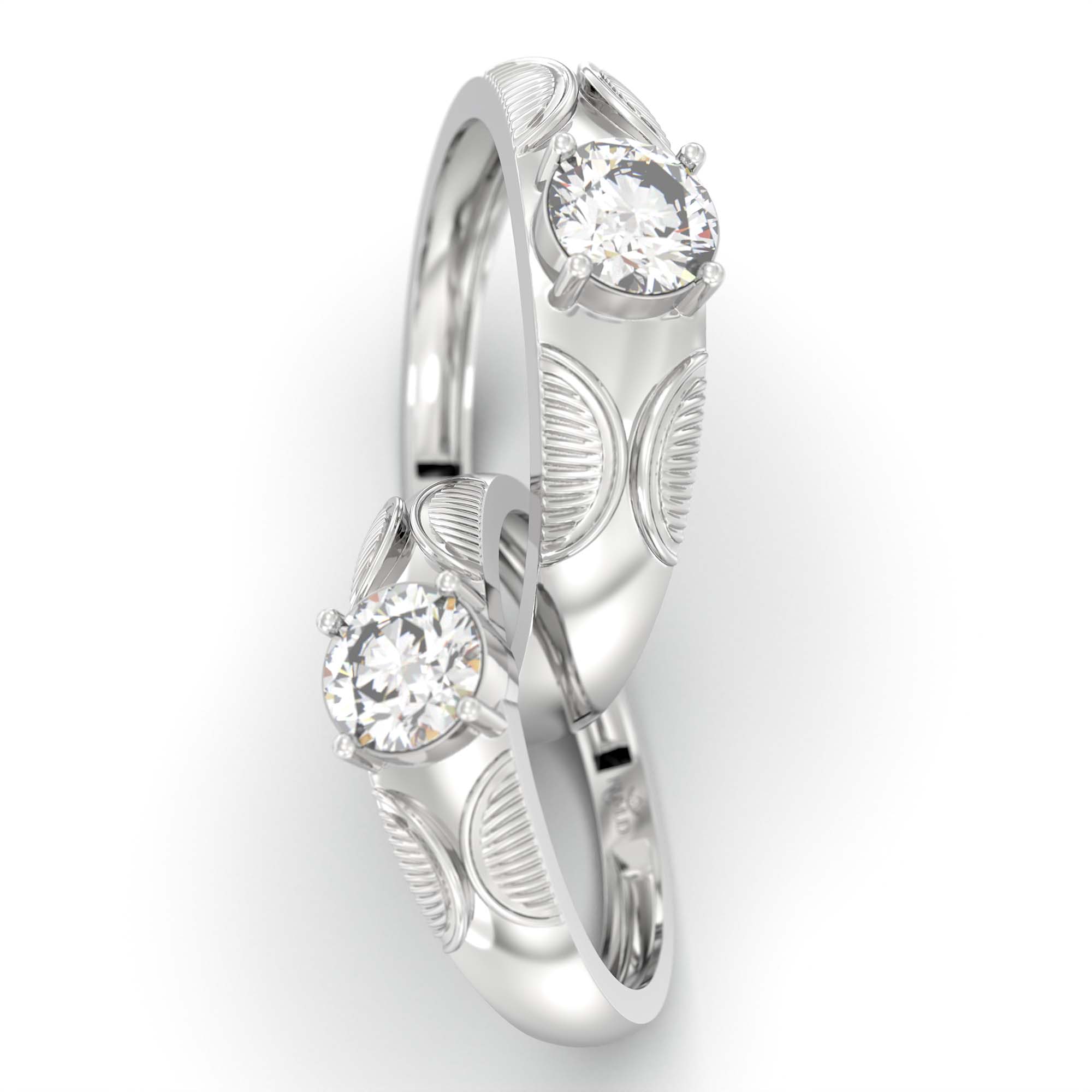 Lab-Grown Diamond Couple Rings (Pair) in 18K White Gold – 1.08 Ct Total, 3 g (Design K2-13) thumbnail