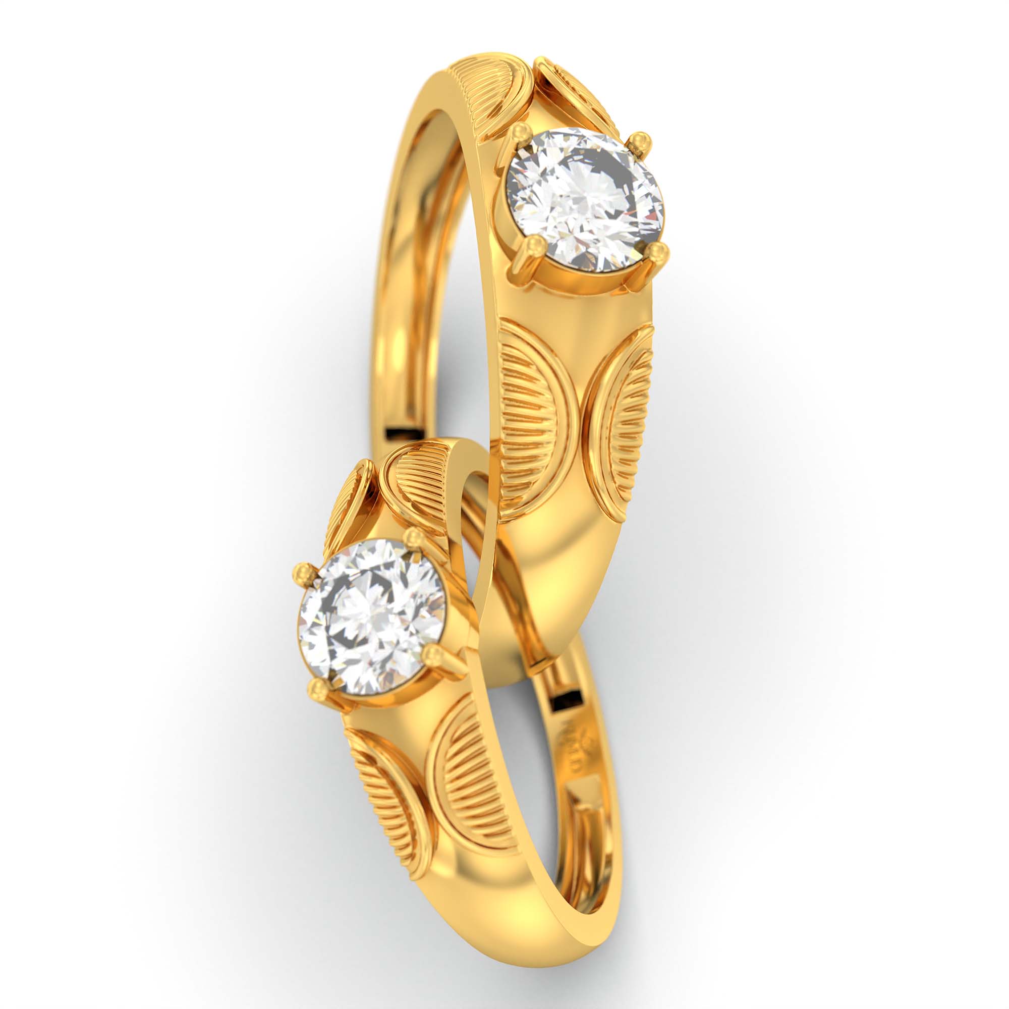 Lab-Grown Diamond Couple Rings (Pair) in 22K Yellow Gold – 1.08 Ct Total, 3 g (Design K2-13) thumbnail