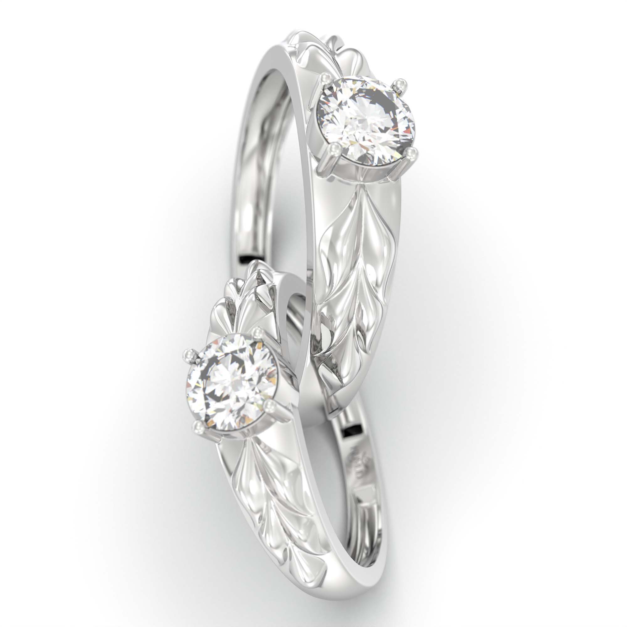 Lab-Grown Diamond Couple Rings (Pair) in 18K White Gold – 1.08 Ct Total, 3 g (Design K2-14) thumbnail