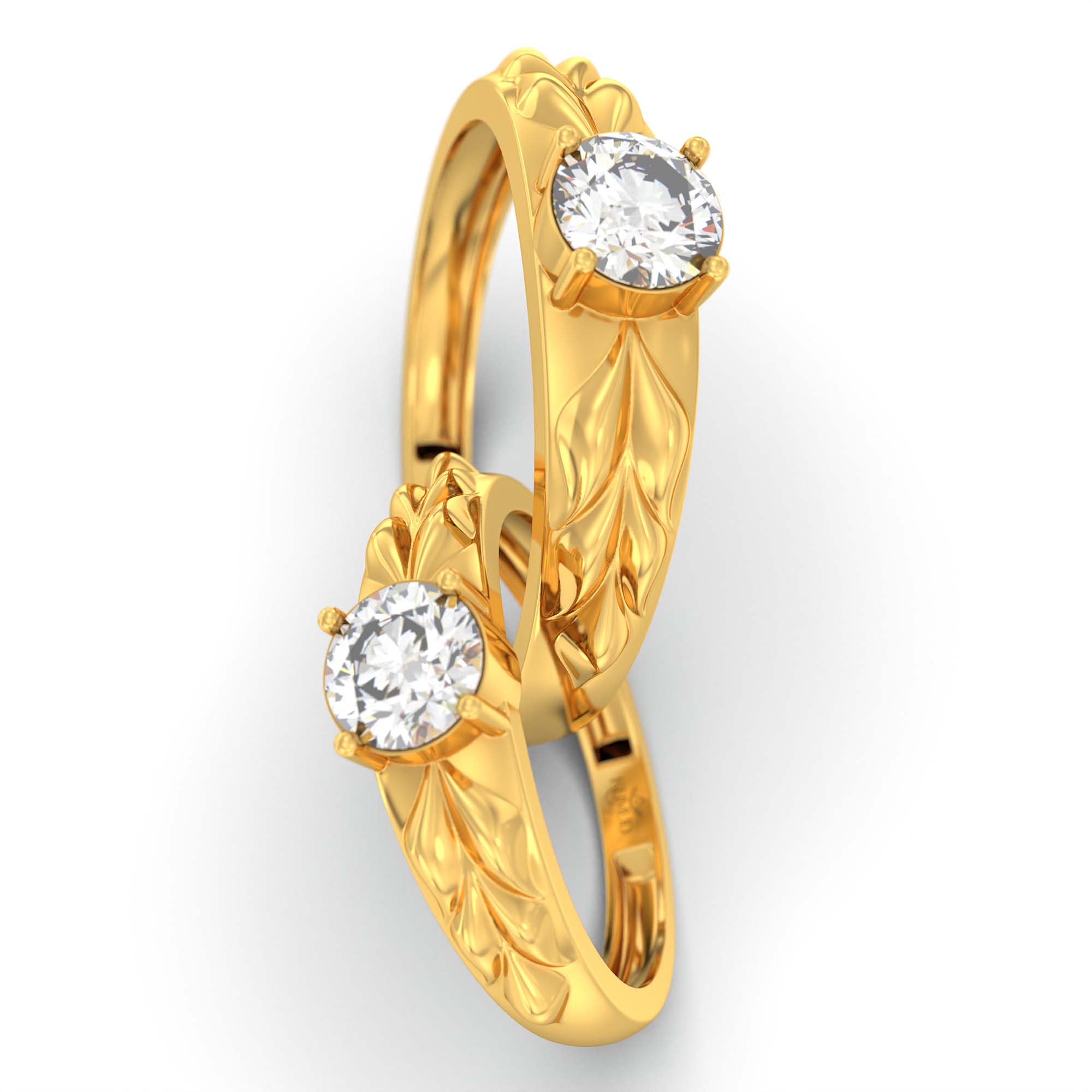 Lab-Grown Diamond Couple Rings (Pair) in 22K Yellow Gold – 1.08 Ct Total, 3 g (Design K2-14) thumbnail