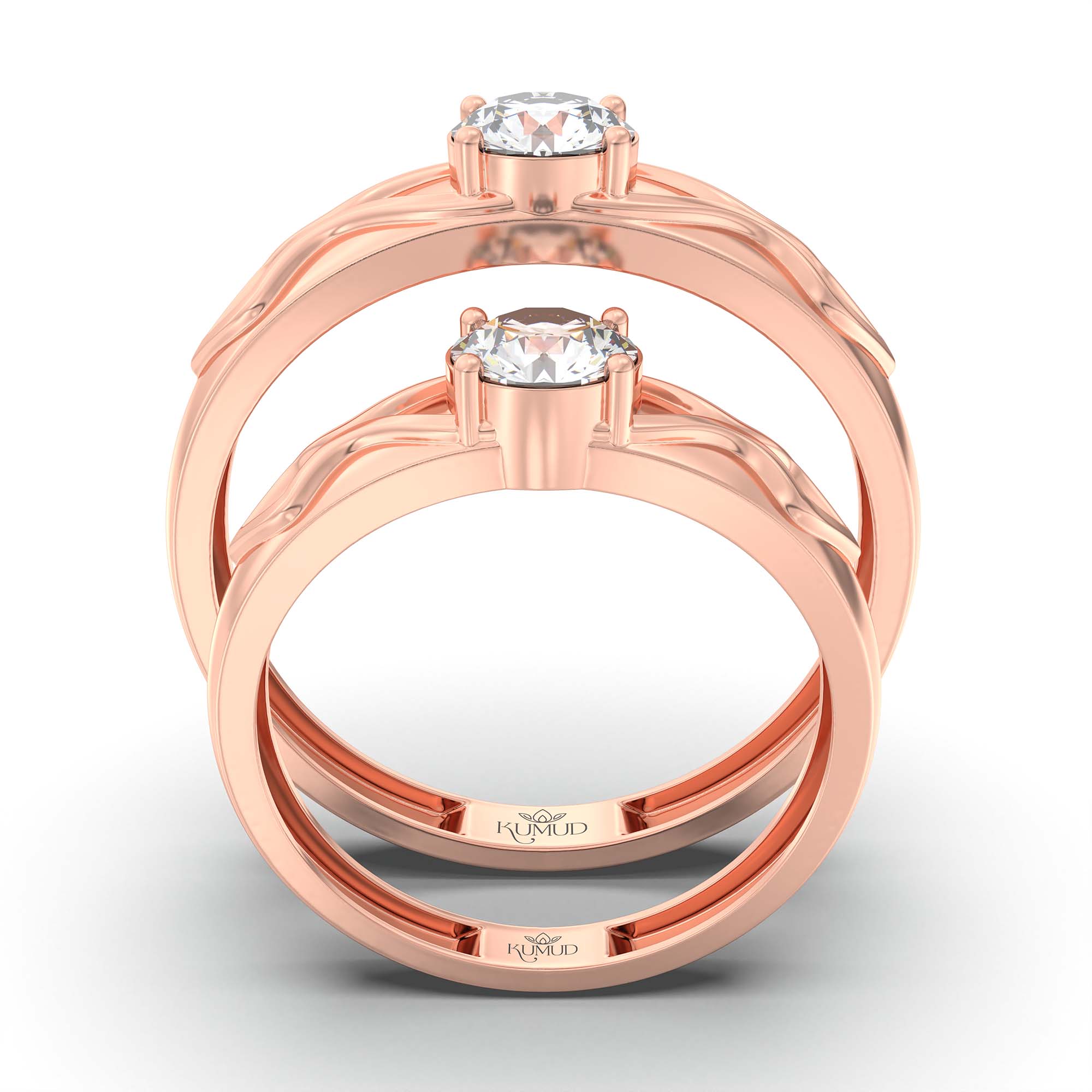 Lab-Grown Diamond Couple Rings (Pair) in 18K Rose Gold – 1.08 Ct Total, 3 g (Design K2-16) thumbnail