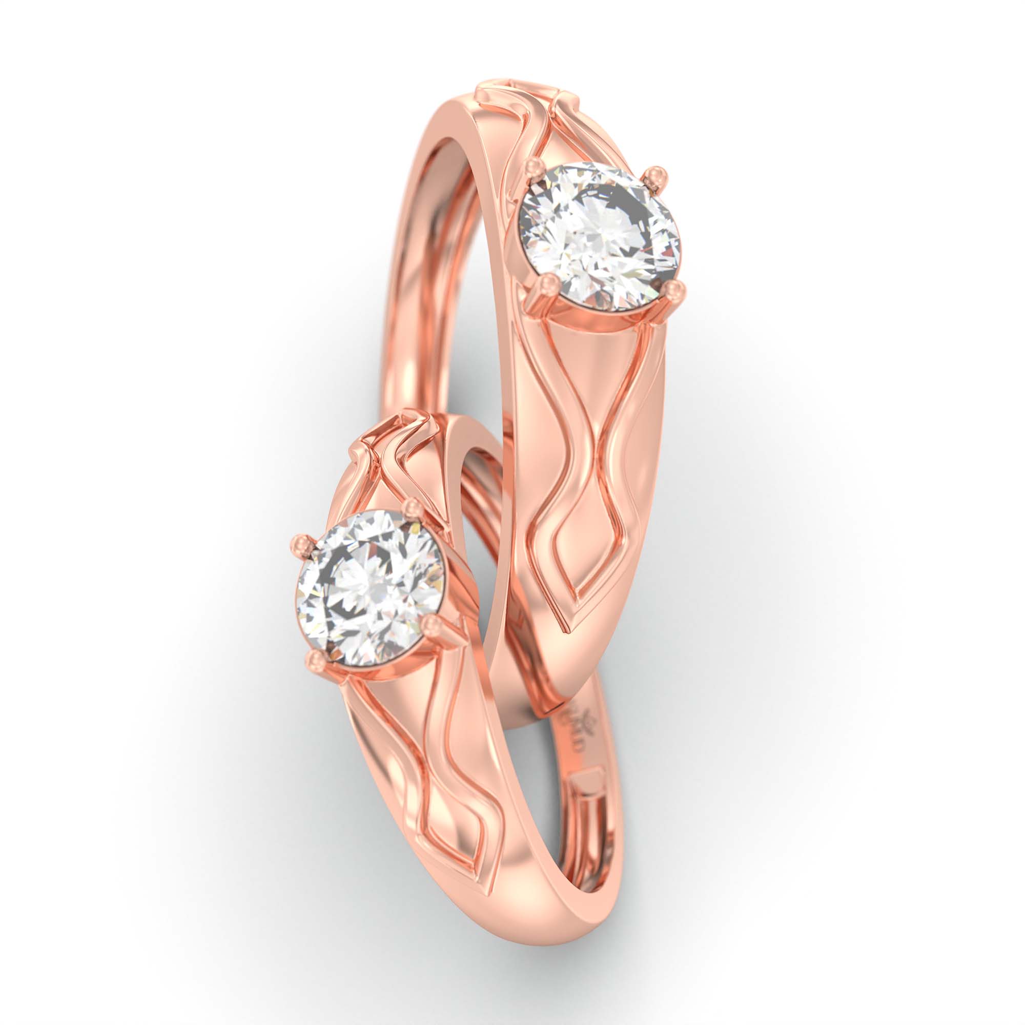 Lab-Grown Diamond Couple Rings (Pair) in 18K Rose Gold – 1.08 Ct Total, 3 g (Design K2-16) thumbnail