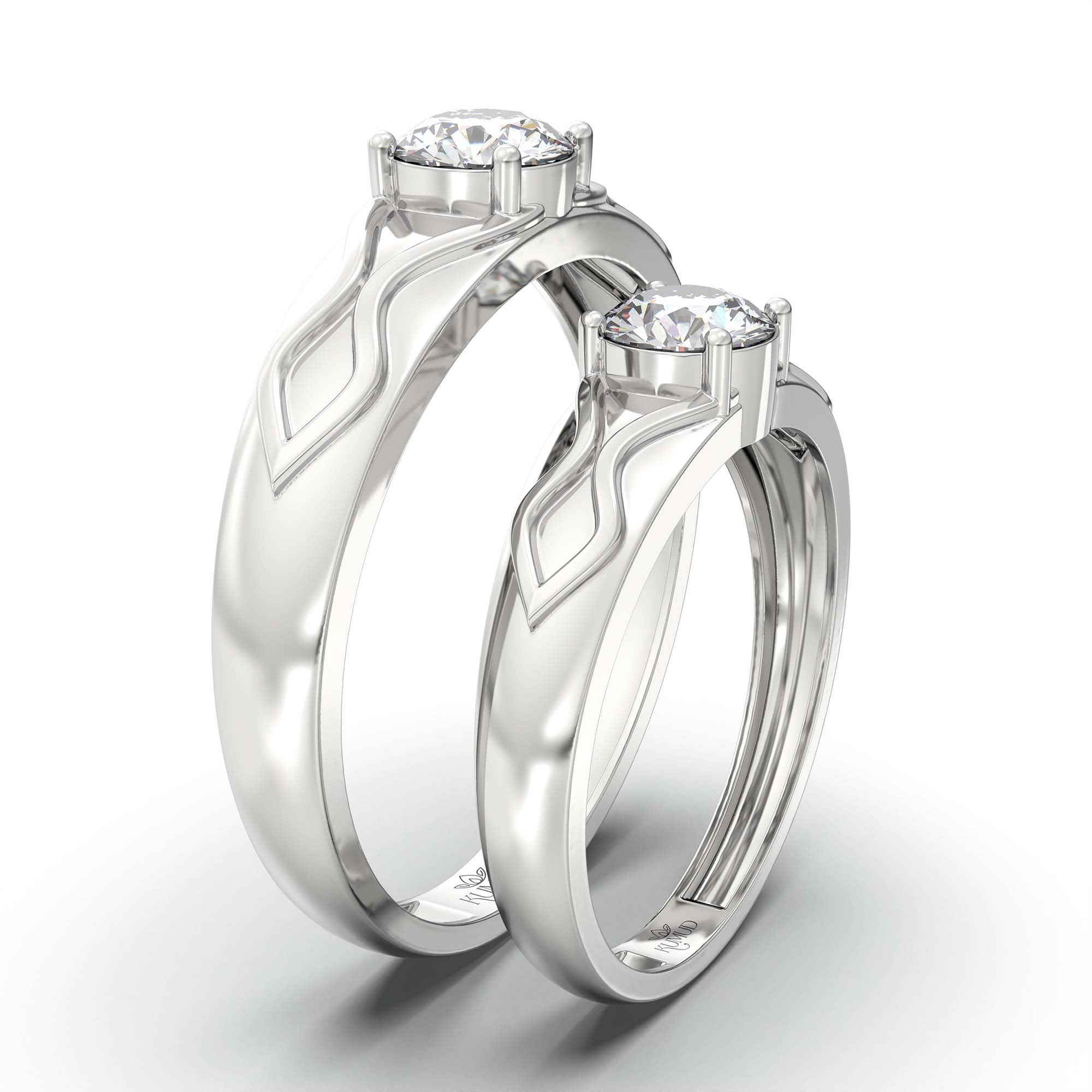Lab-Grown Diamond Couple Rings (Pair) in 18K White Gold – 1.08 Ct Total, 3 g (Design K2-16) thumbnail