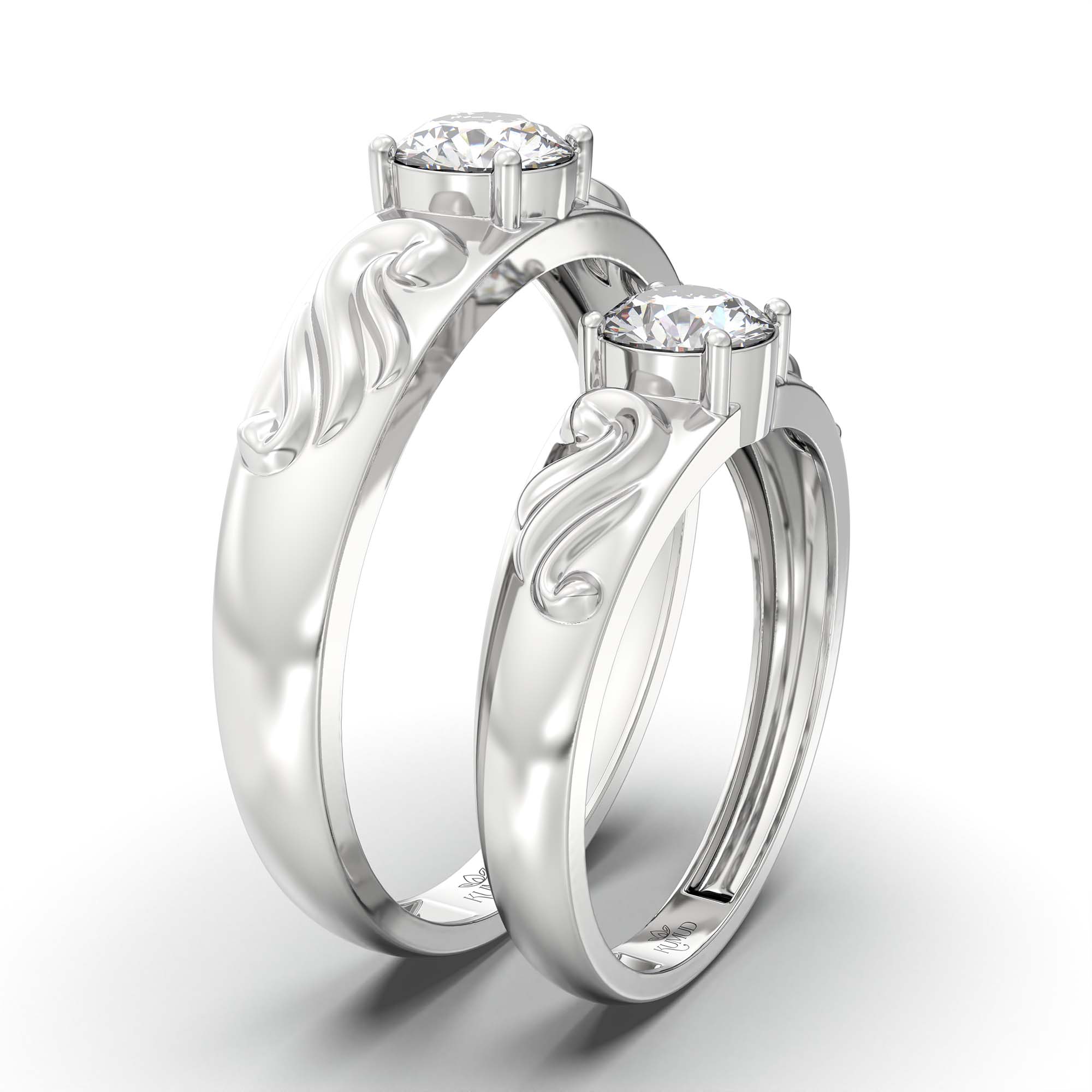 Lab-Grown Diamond Couple Rings (Pair) in 18K White Gold – 1.08 Ct Total, 3 g (Design K2-17) thumbnail