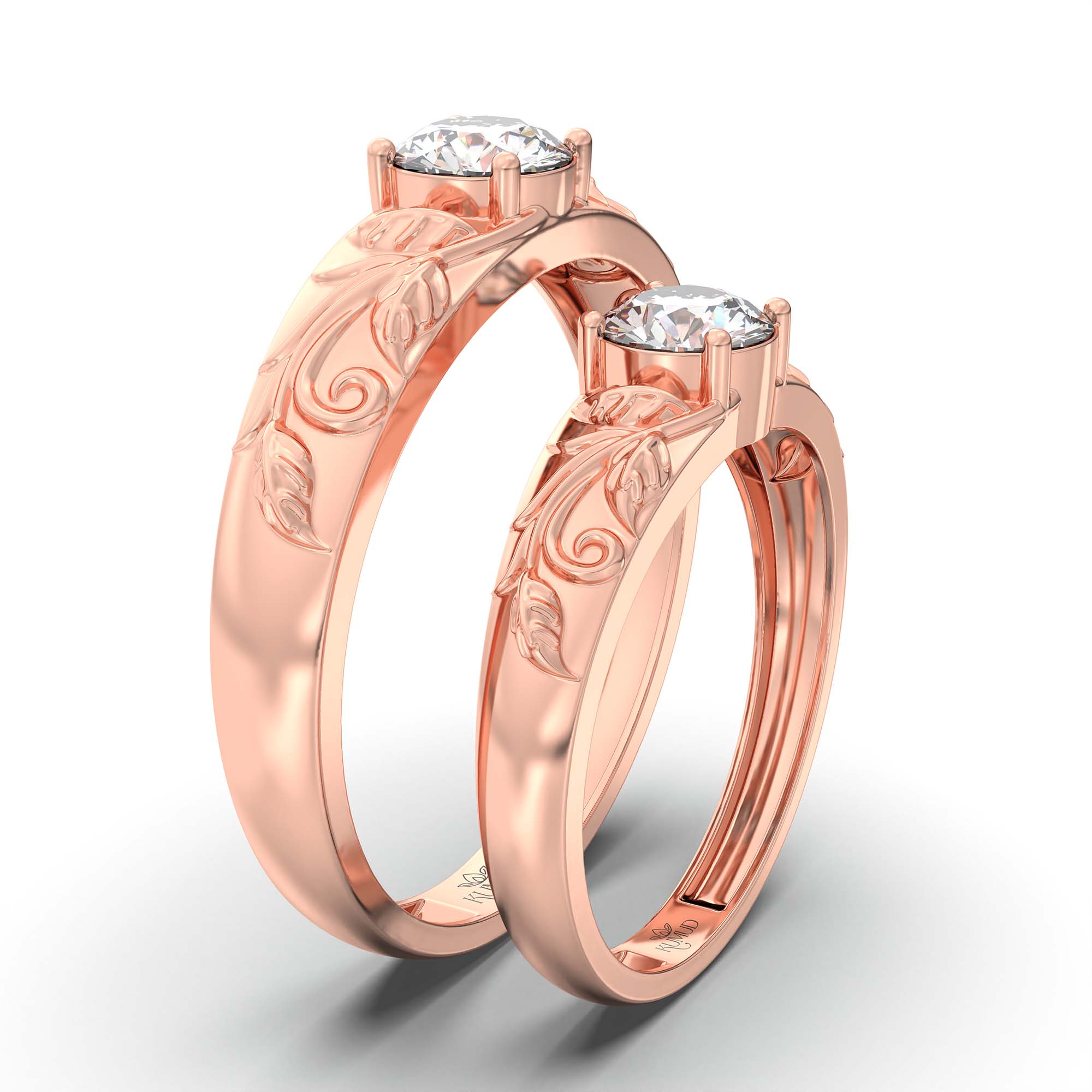 Lab-Grown Diamond Couple Rings (Pair) in 18K Rose Gold – 1.08 Ct Total, 3 g (Design K2-18) thumbnail