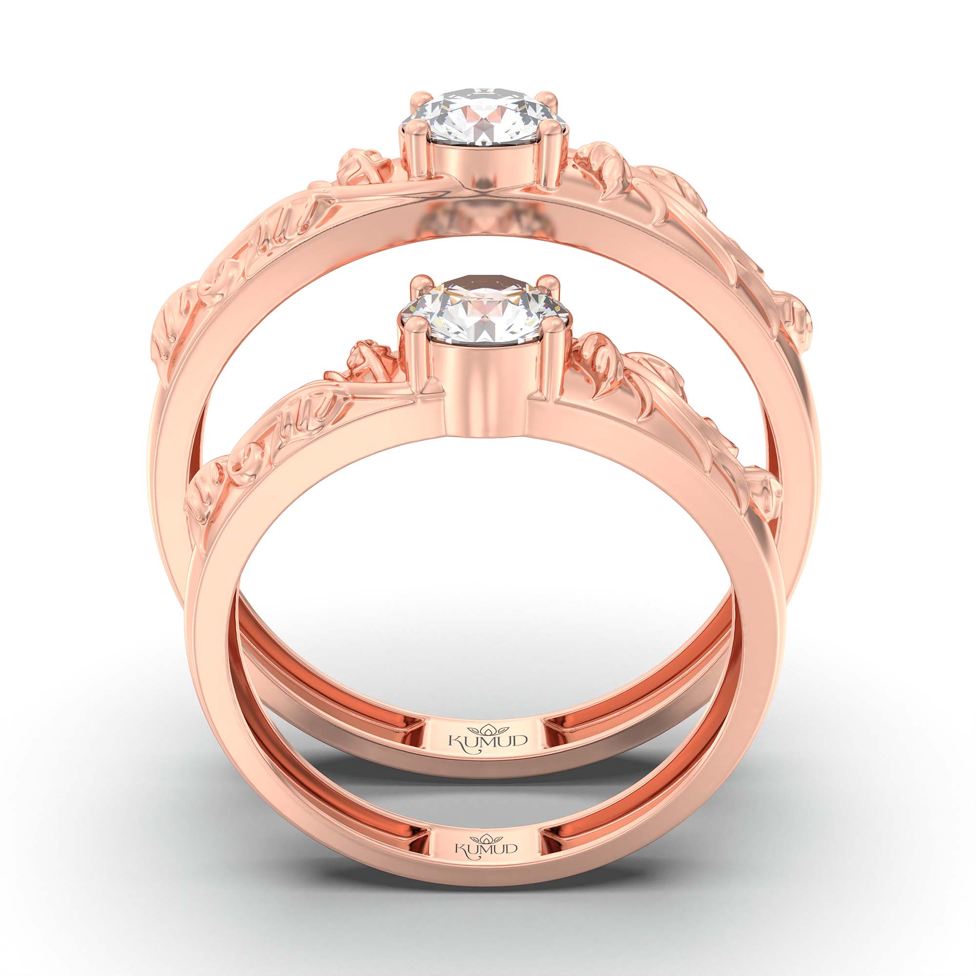Lab-Grown Diamond Couple Rings (Pair) in 18K Rose Gold – 1.08 Ct Total, 3 g (Design K2-18) thumbnail