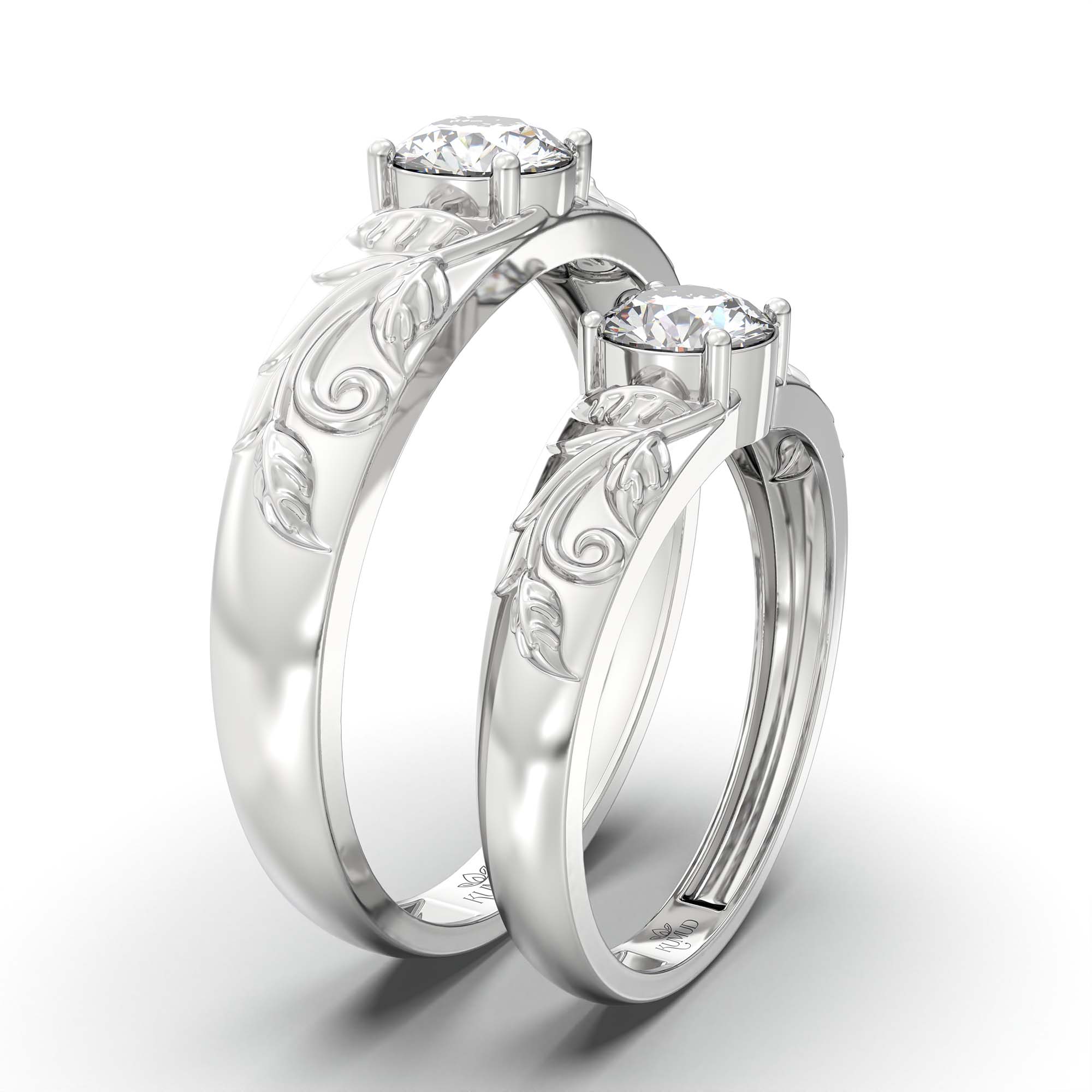 Lab-Grown Diamond Couple Rings (Pair) in 18K White Gold – 1.08 Ct Total, 3 g (Design K2-18) thumbnail