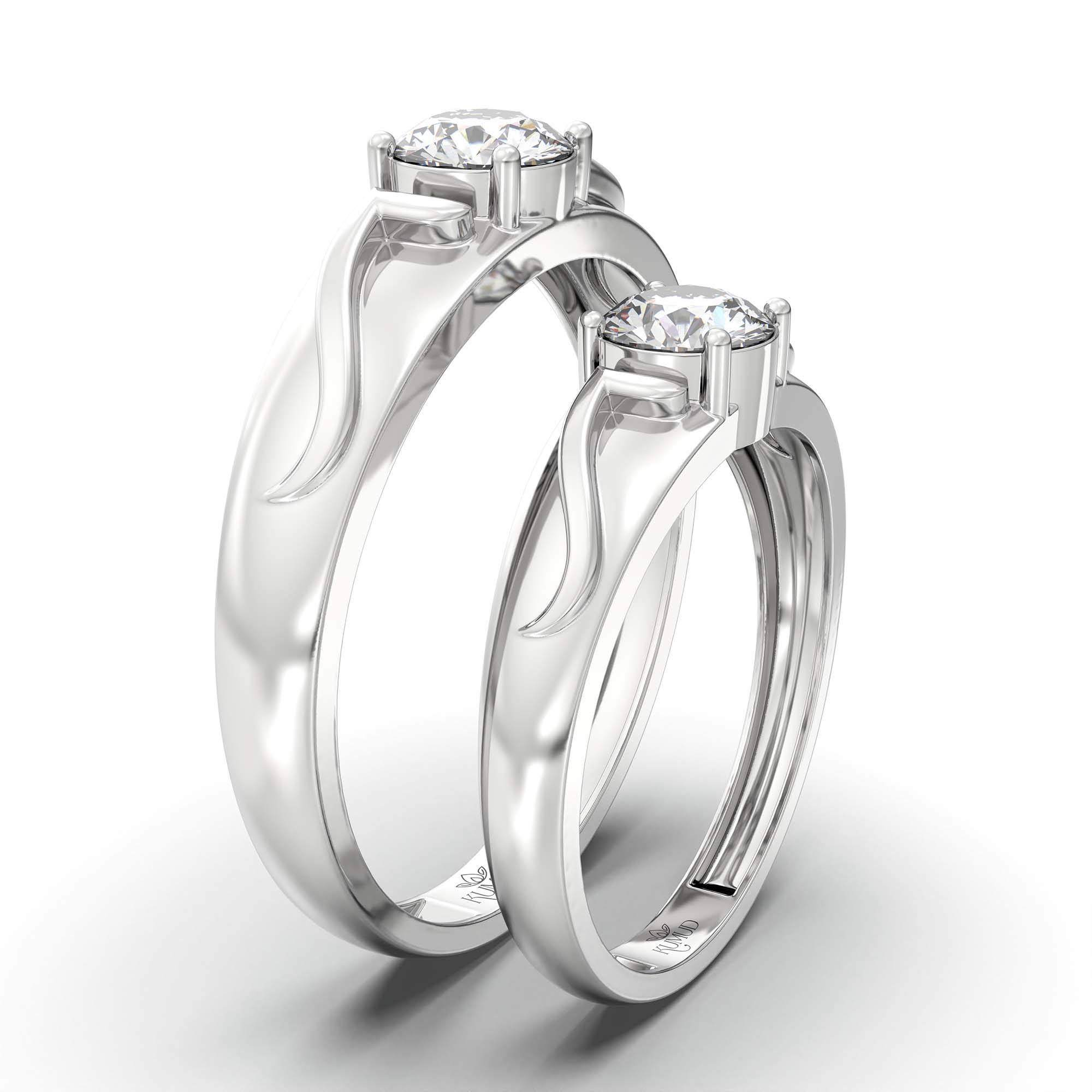 Lab-Grown Diamond Couple Rings (Pair) in 18K White Gold – 1.08 Ct Total, 3 g (Design K2-19) thumbnail