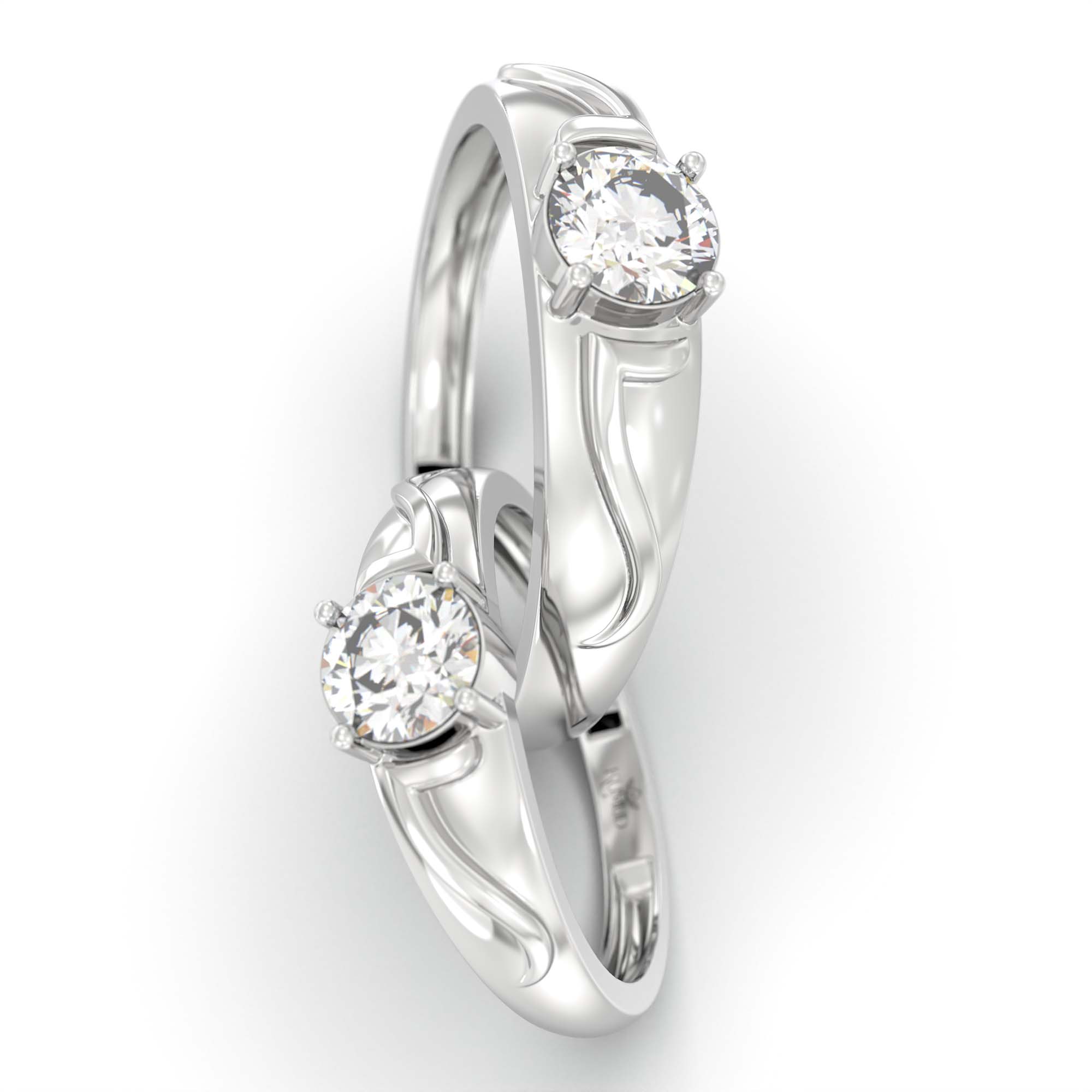 Lab-Grown Diamond Couple Rings (Pair) in 18K White Gold – 1.08 Ct Total, 3 g (Design K2-19) thumbnail