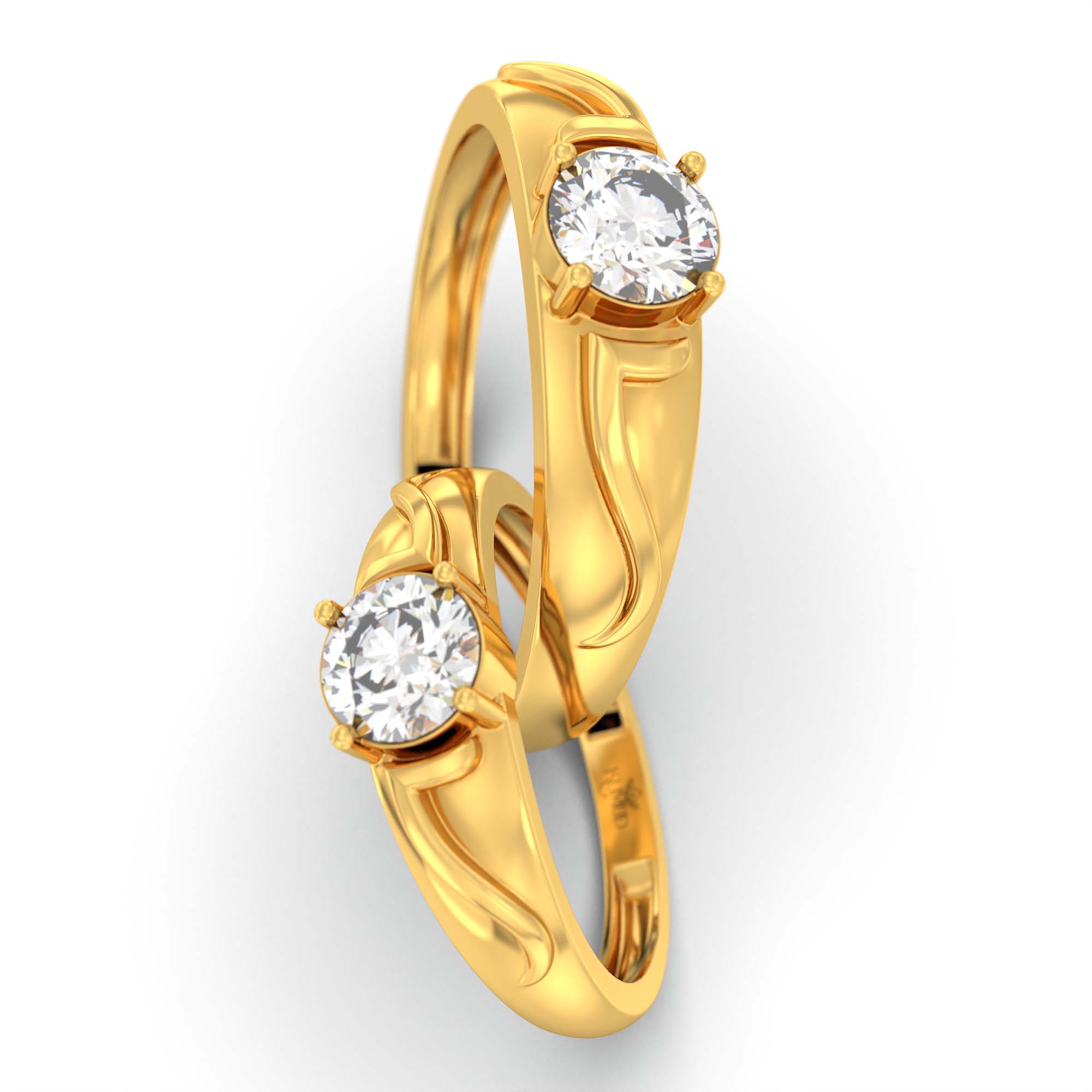 Lab-Grown Diamond Couple Rings (Pair) in 22K Yellow Gold – 1.08 Ct Total, 3 g (Design K2-19) thumbnail