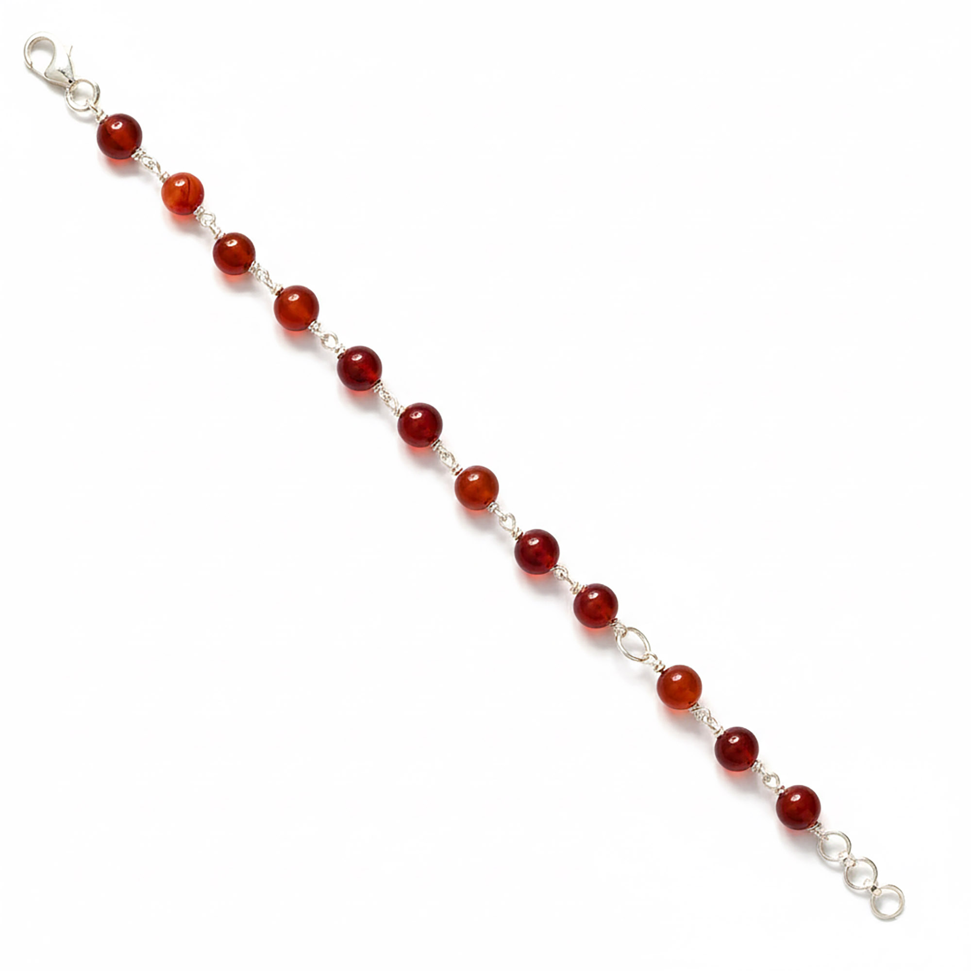 Aqeeq Round Beads Handmade Bracelet in Silver (Design K3-111) thumbnail