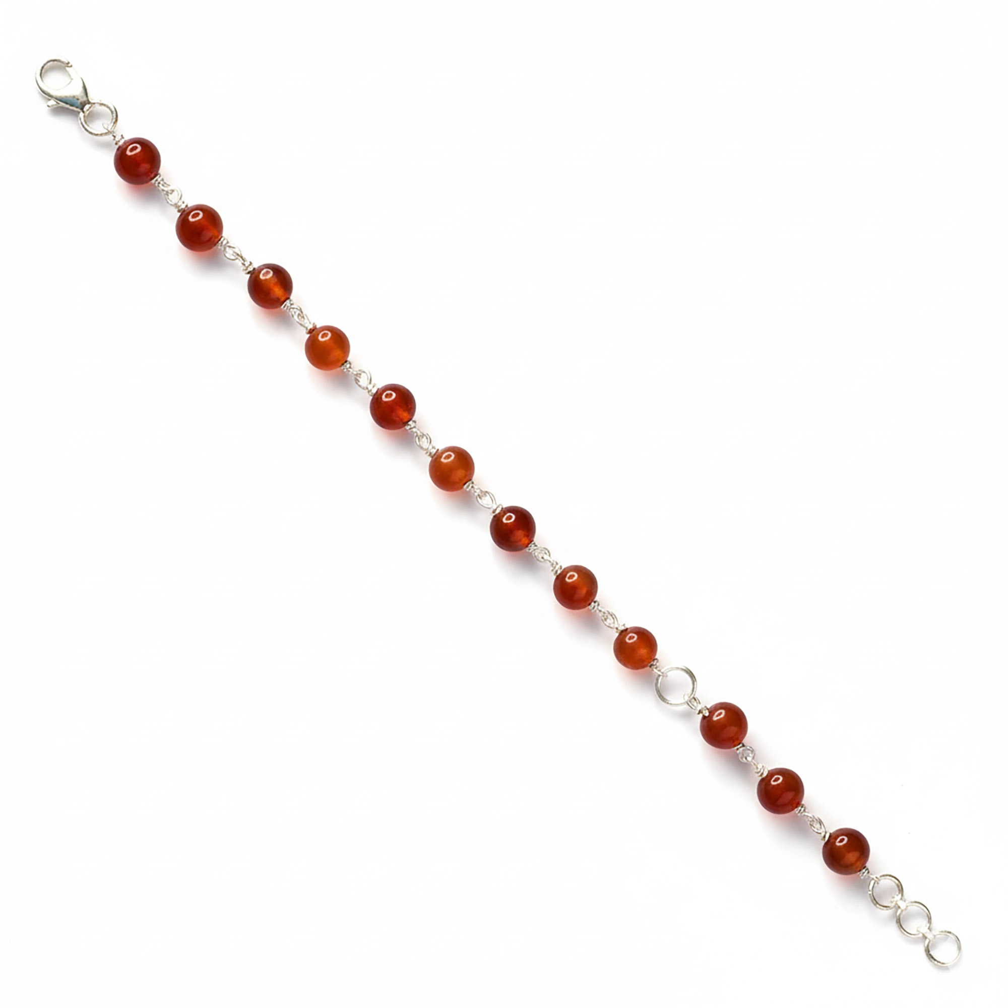 Aqeeq Round Beads Handmade Bracelet in Silver (Design K3-115) thumbnail
