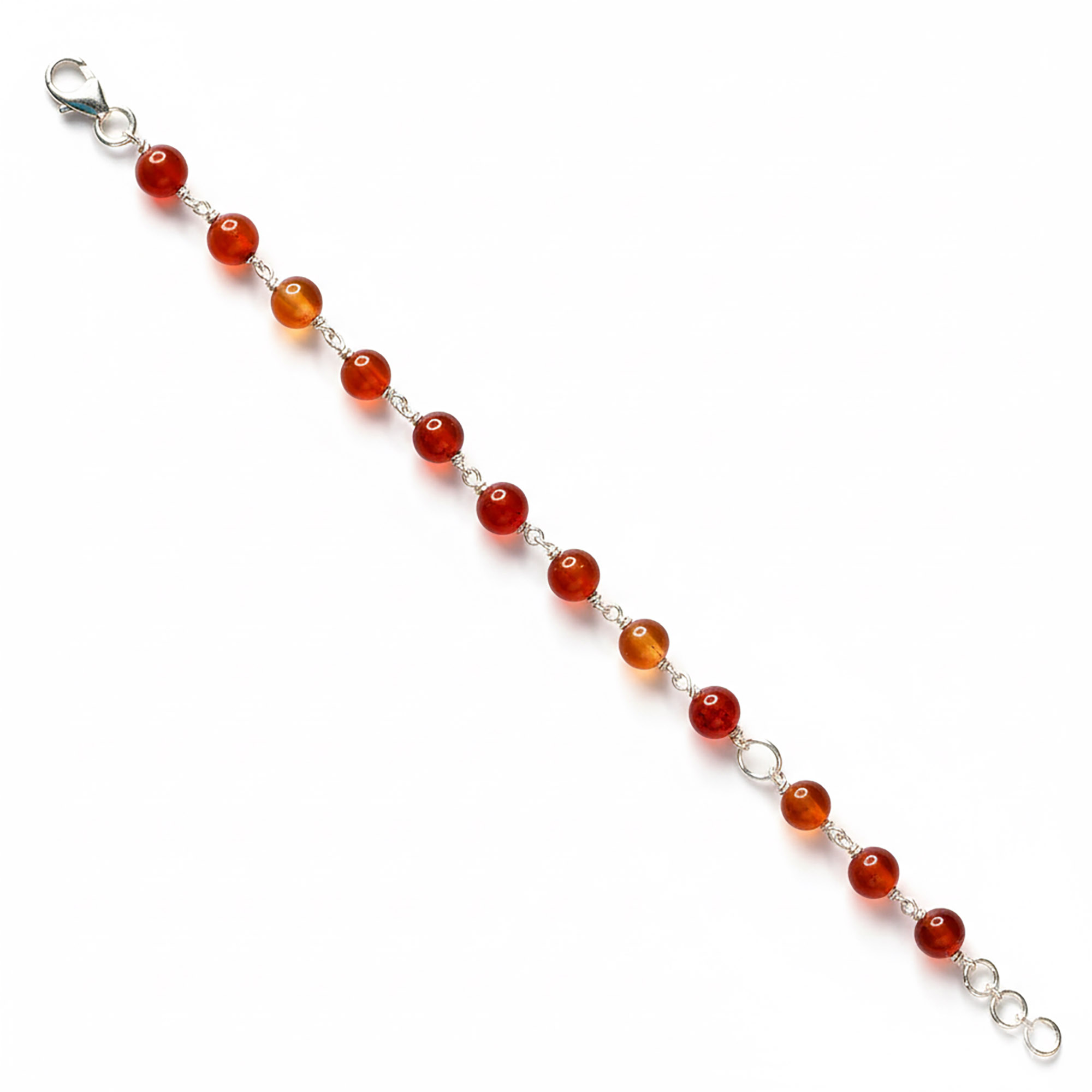 Aqeeq Round Beads Handmade Bracelet in Silver (Design K3-117) thumbnail