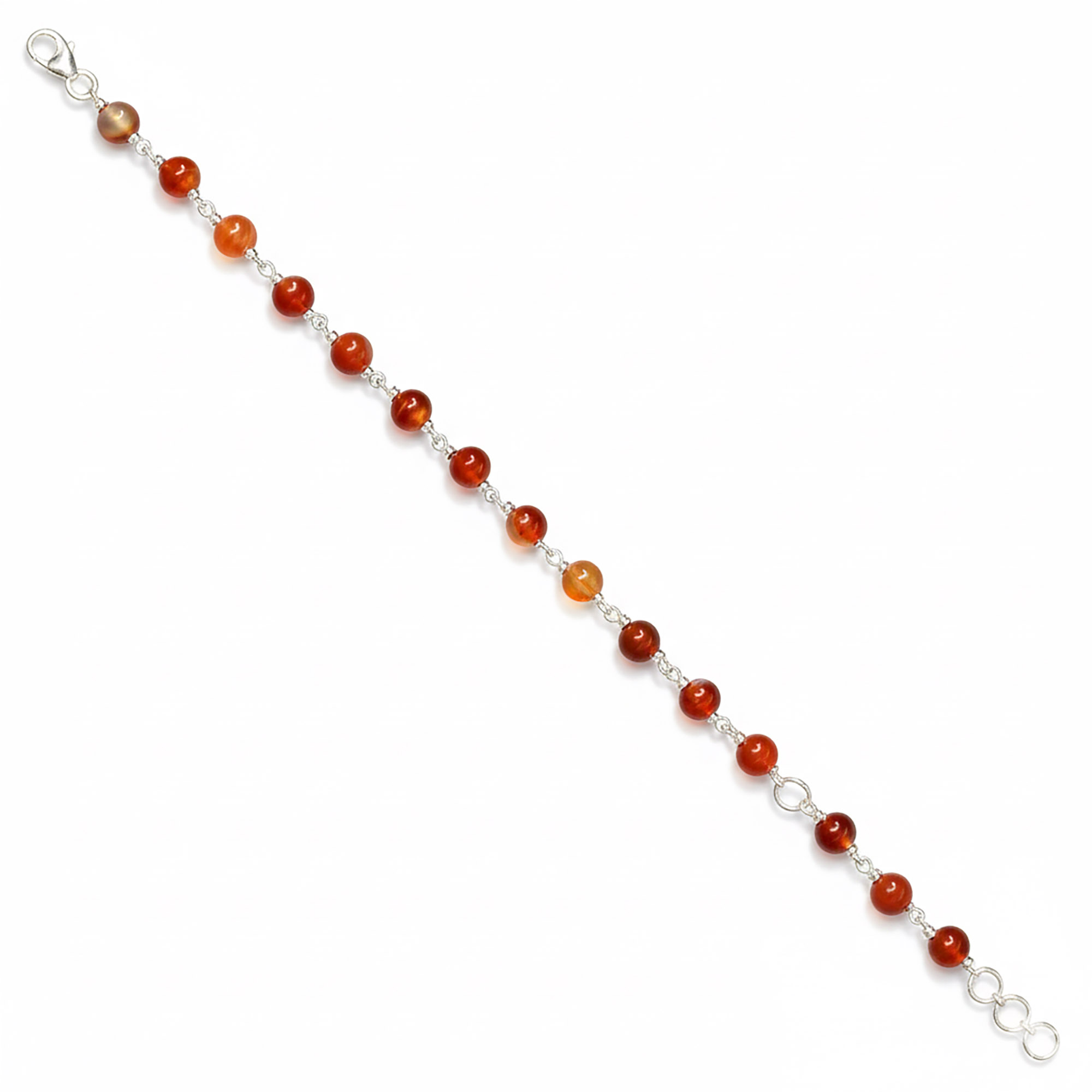 Aqeeq Round Beads Handmade Bracelet in Silver (Design K3-129) thumbnail