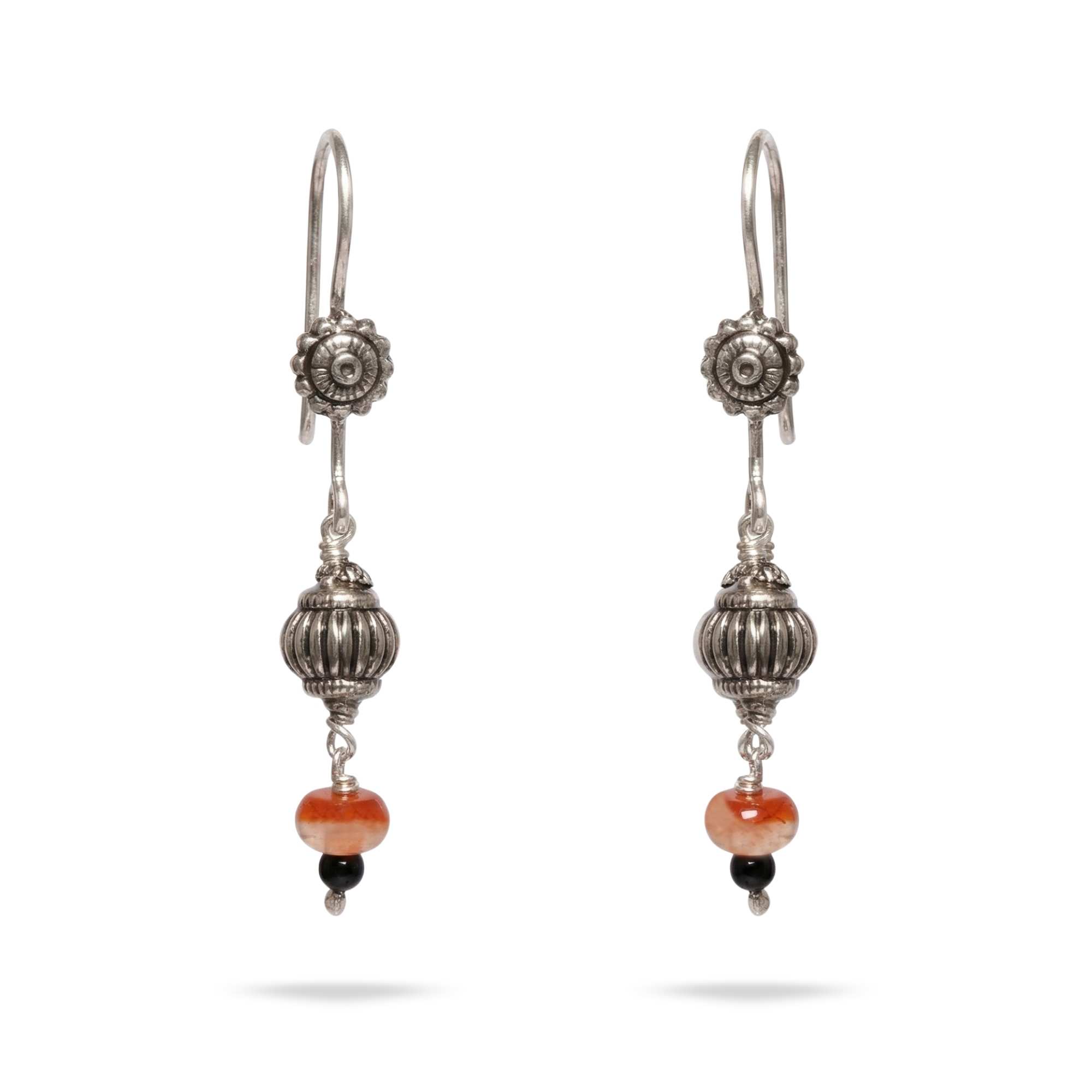 Silver Earing with Aqeeq and Natural Beads – Earrings (Design K4-136) thumbnail