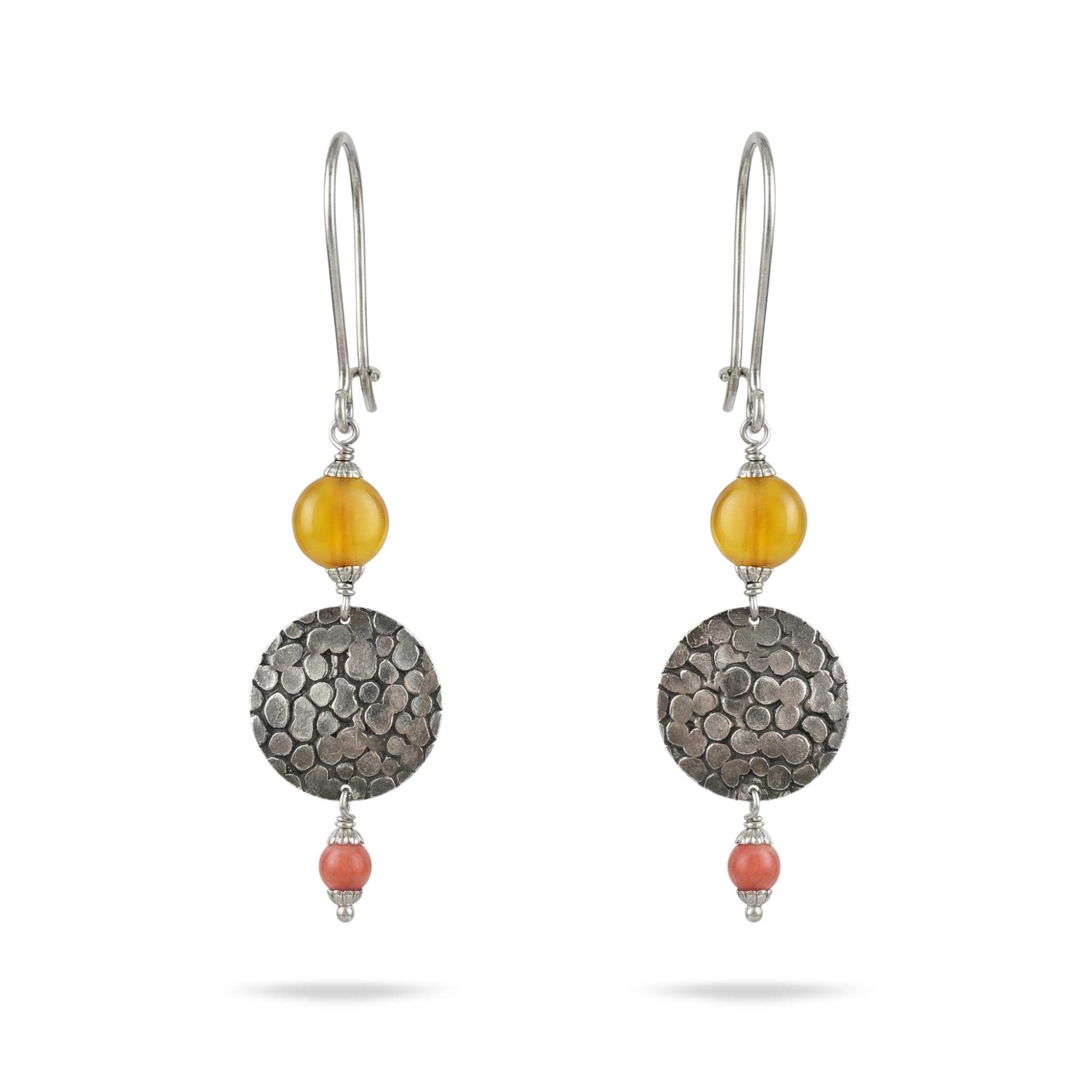 Silver Earing with Aqeeq and Coral – Earrings (Design K4-137) thumbnail