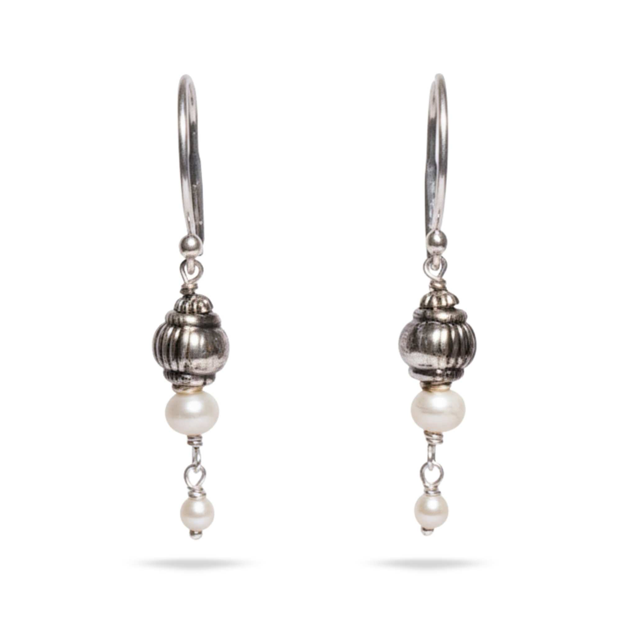 Silver Earing with Freshwater Pearl – Earrings (Design K4-144) thumbnail