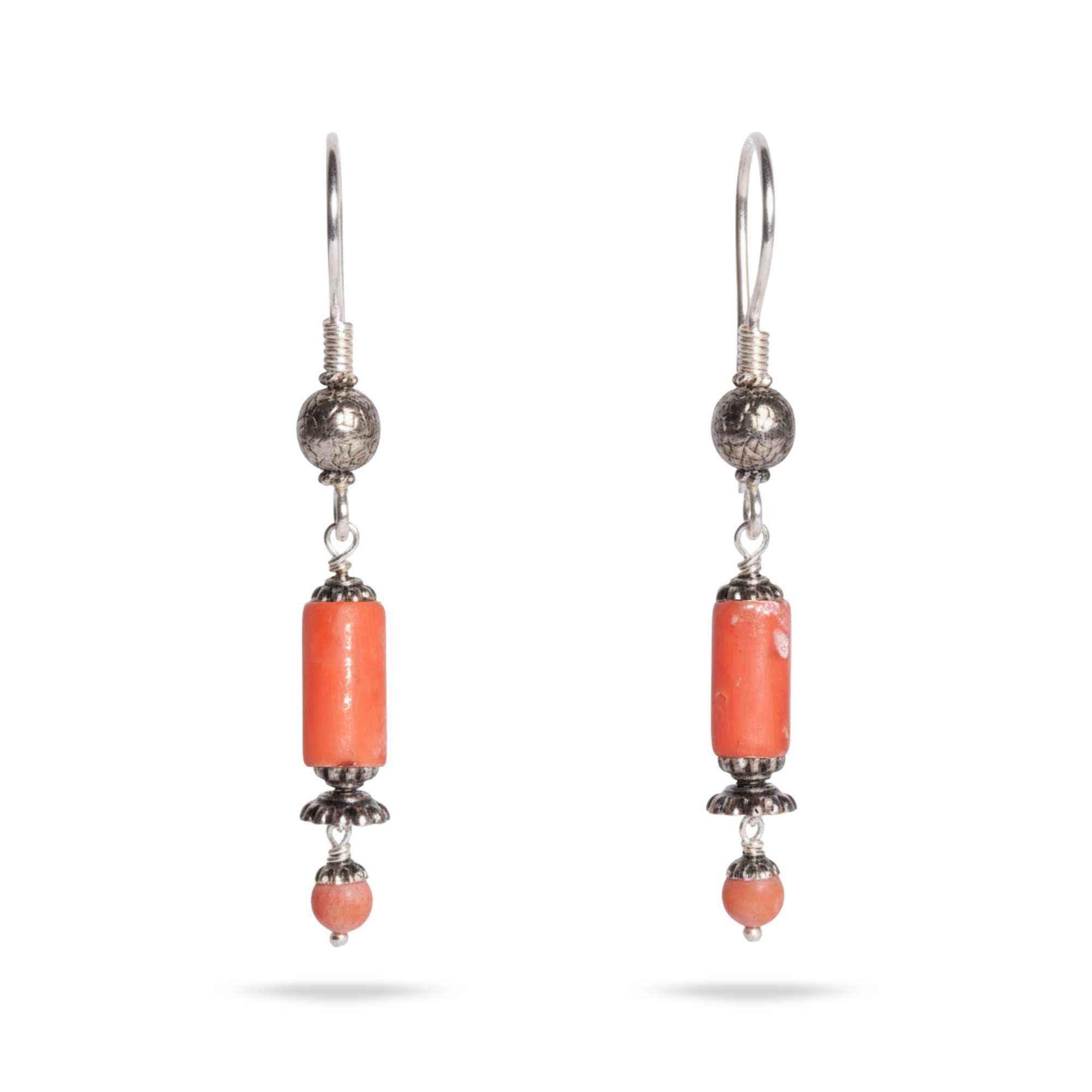 Silver Earing with Coral – Earrings (Design K4-149) thumbnail