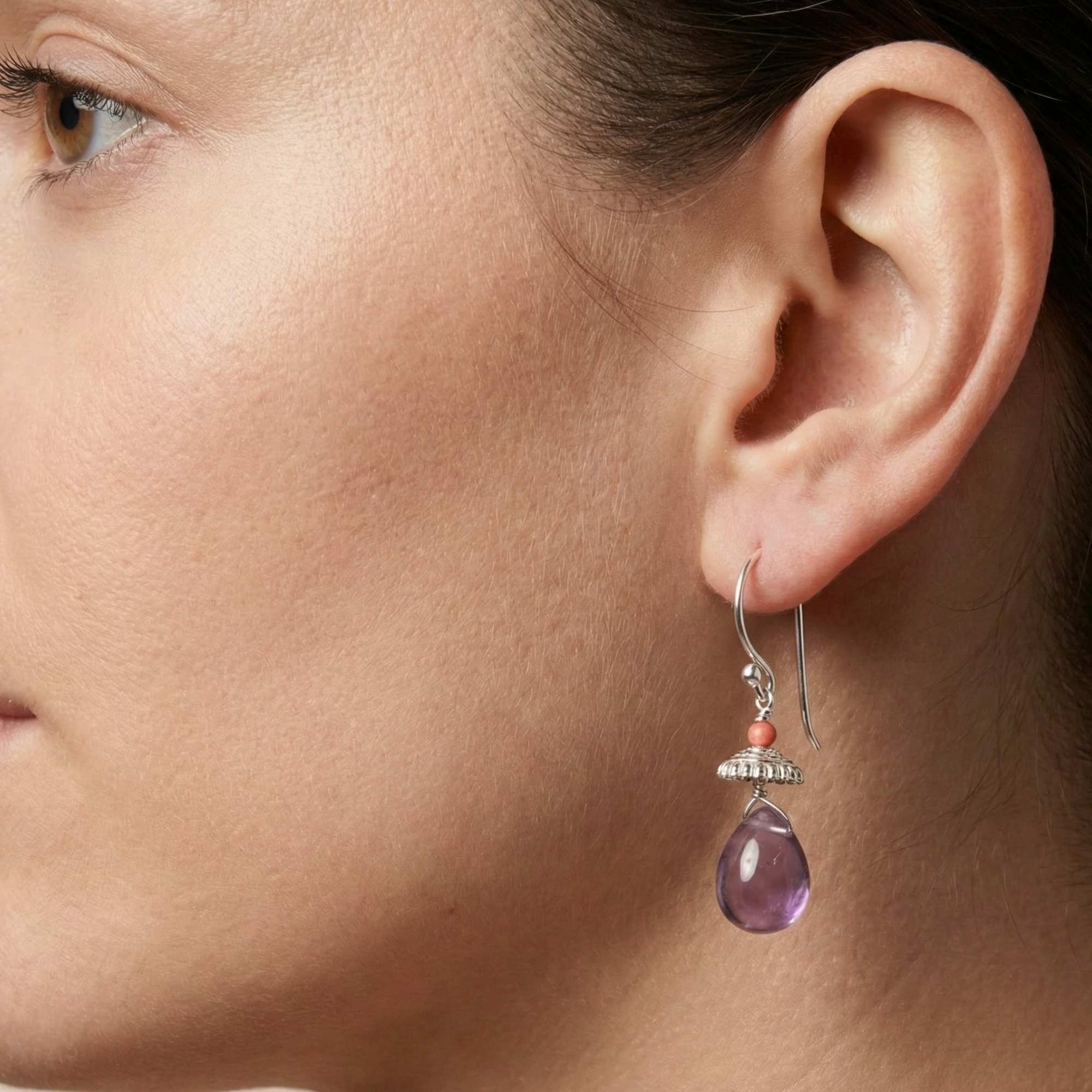 Silver Earing Withamethyst and Aqeeq – Earrings thumbnail