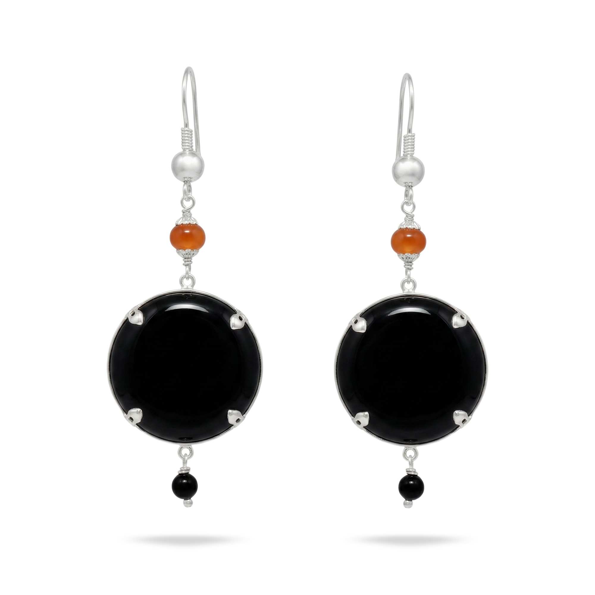 Silver Earing with Black Onyx and Aqeeq – Earrings (Design K4-13) thumbnail