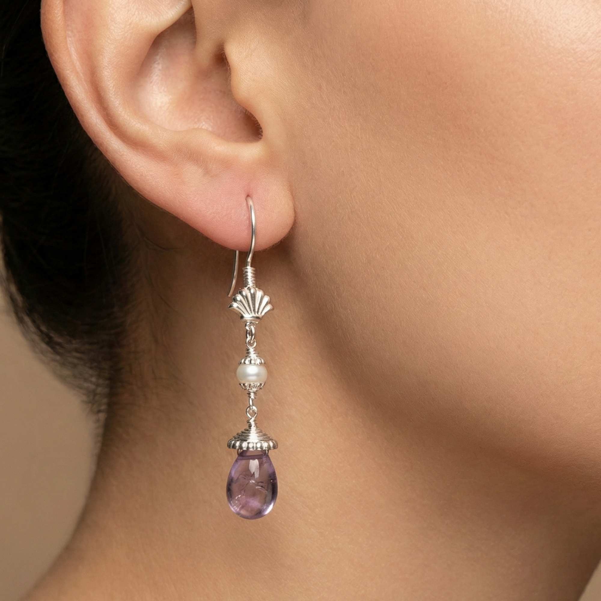 Silver Earing with Amethyst – Earrings thumbnail