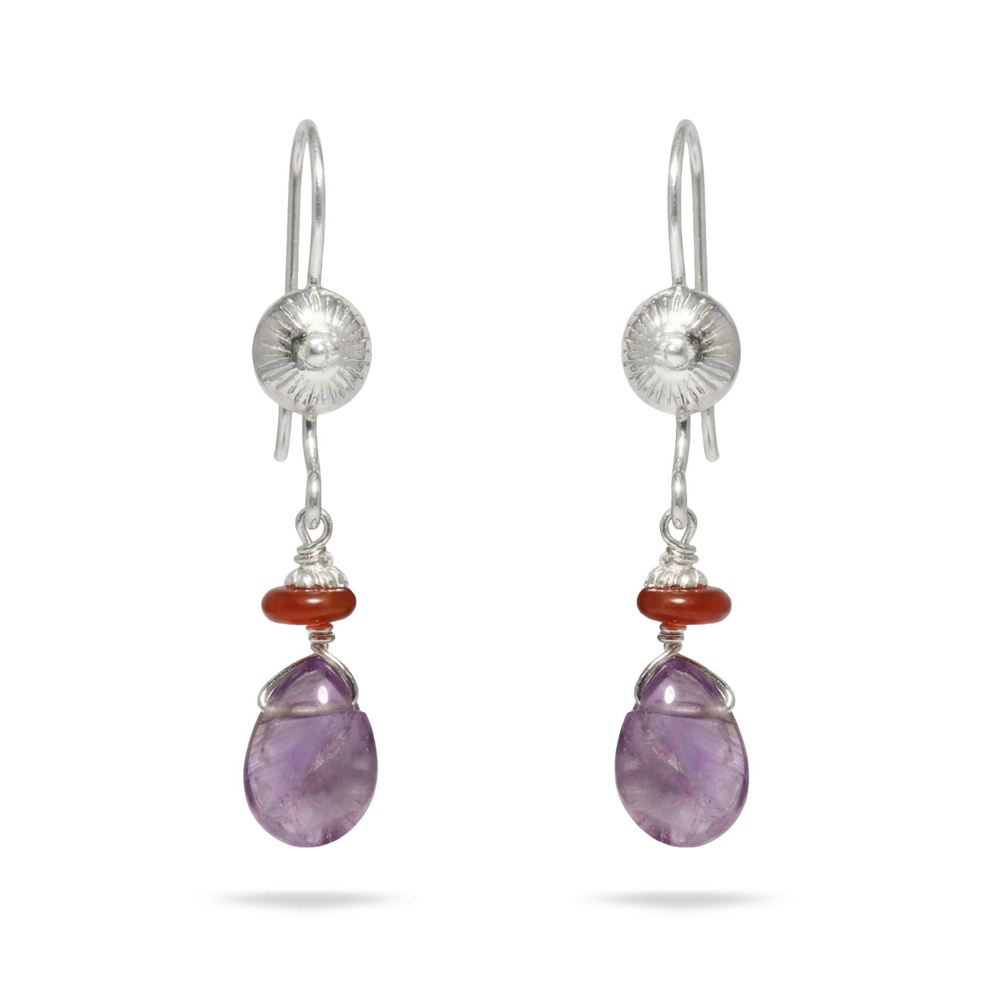 Silver Earing with Amethyst and Aqeeq – Earrings (Design K4-16) thumbnail