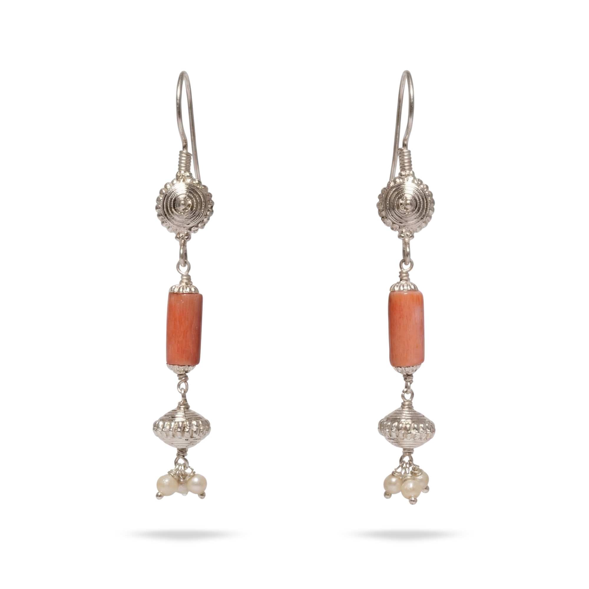 Silver Earing with Coral – Earrings (Design K4-18) thumbnail