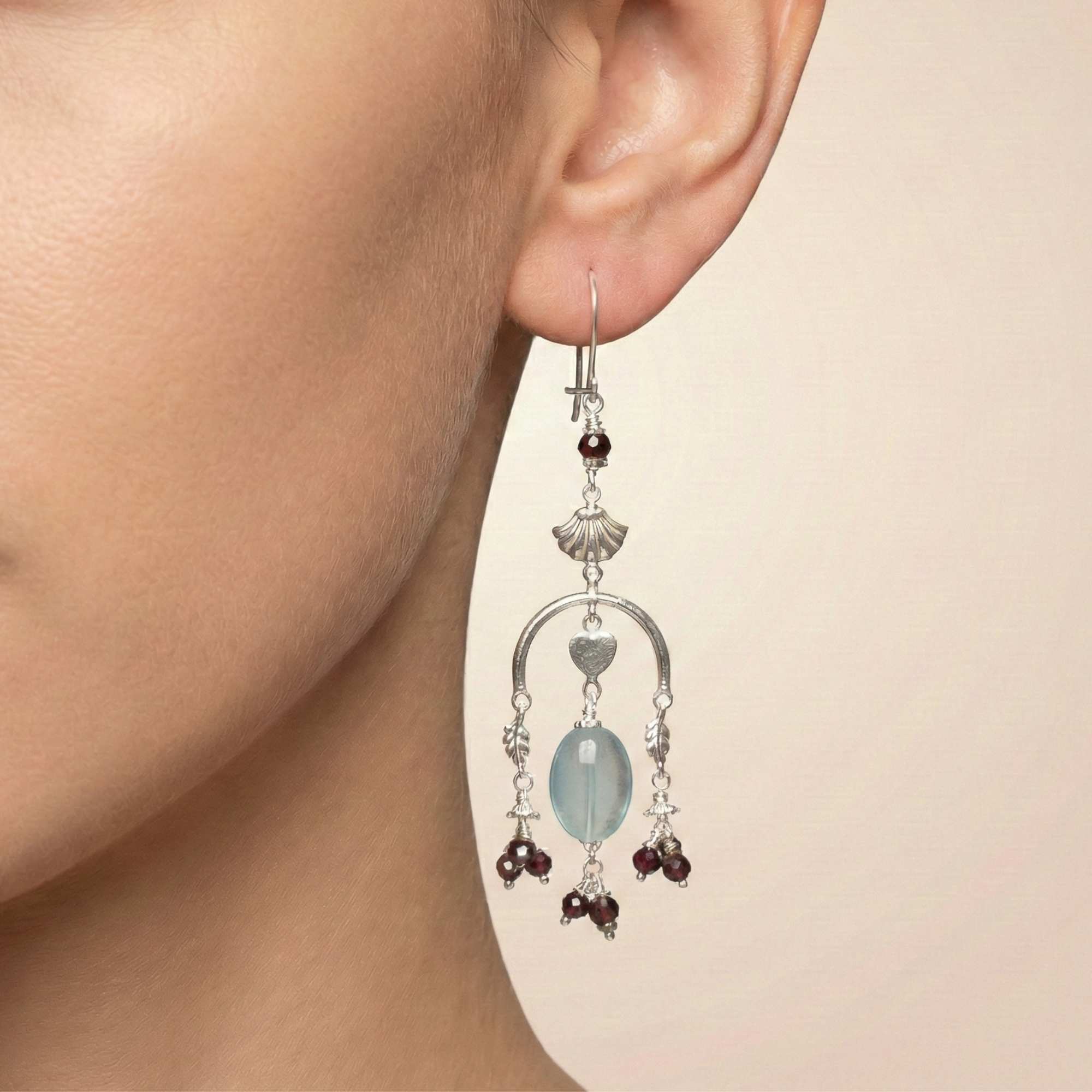 Silver Earing with Agate – Earrings (Design K4-19) thumbnail