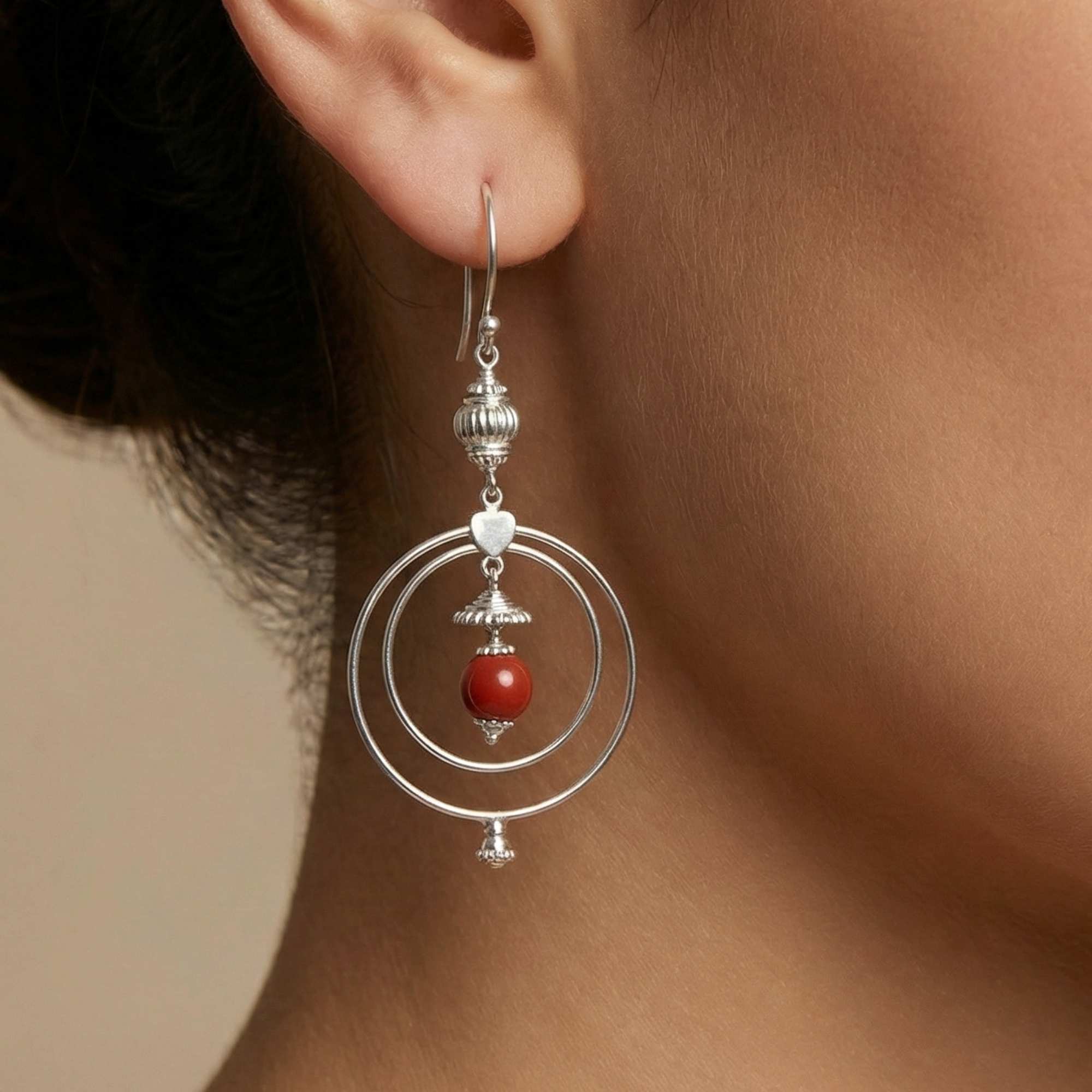 Silver Earing with Red Jasper – Earrings thumbnail