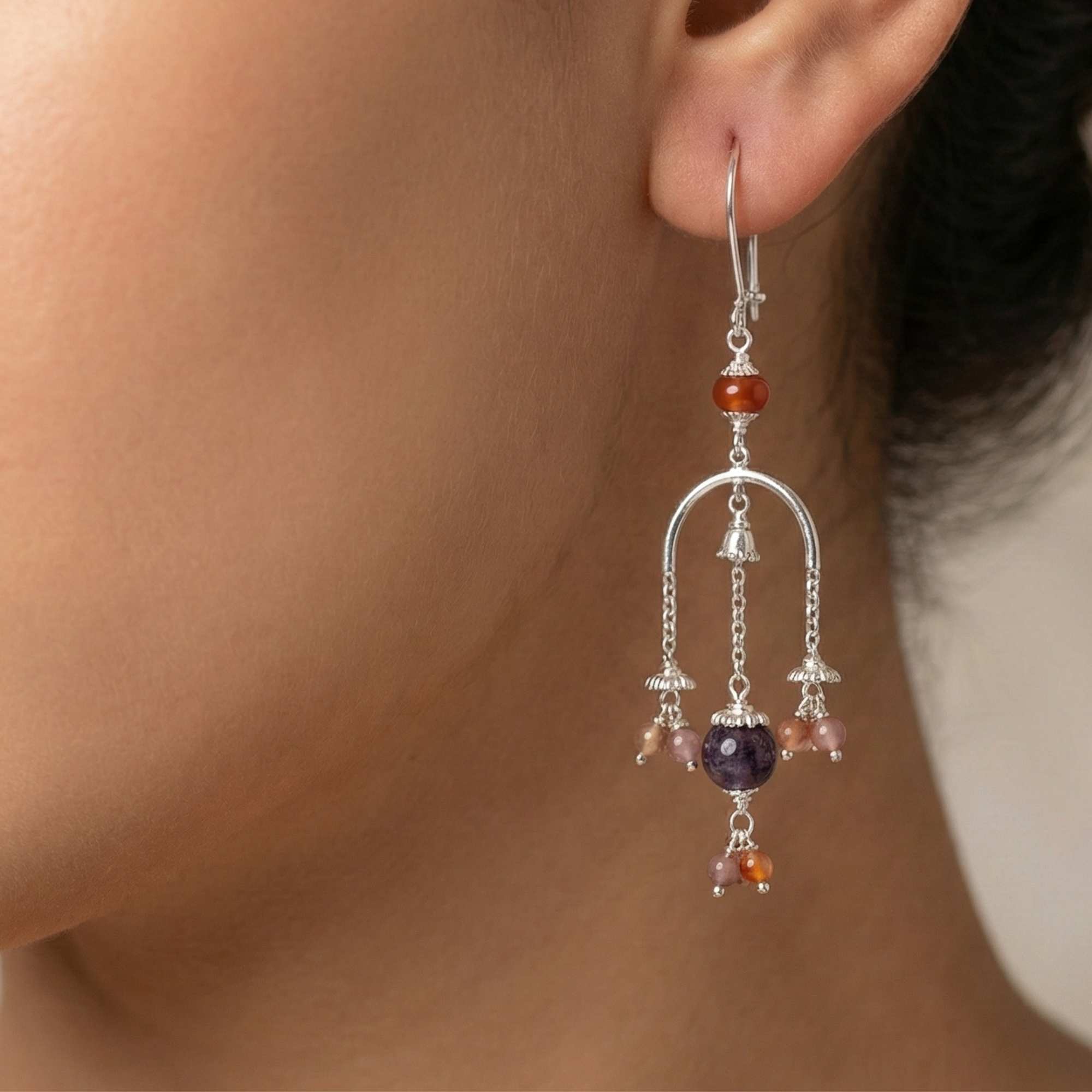 Silver Earing with Aqeeq – Earrings (Design K4-25) thumbnail