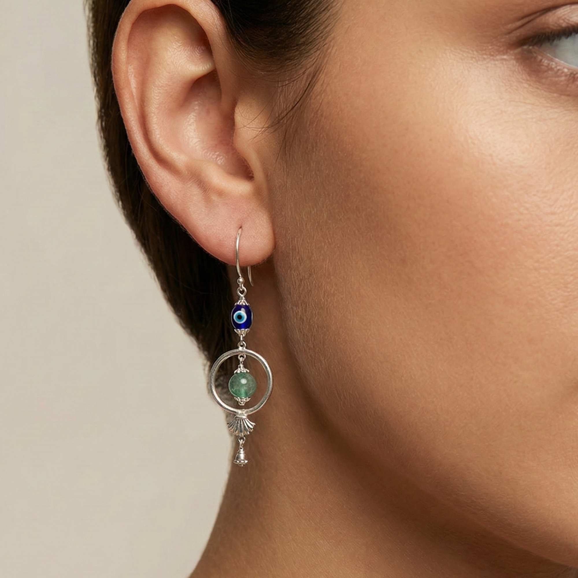 Silver Earing with Strawberry and Evil Eye – Earrings thumbnail